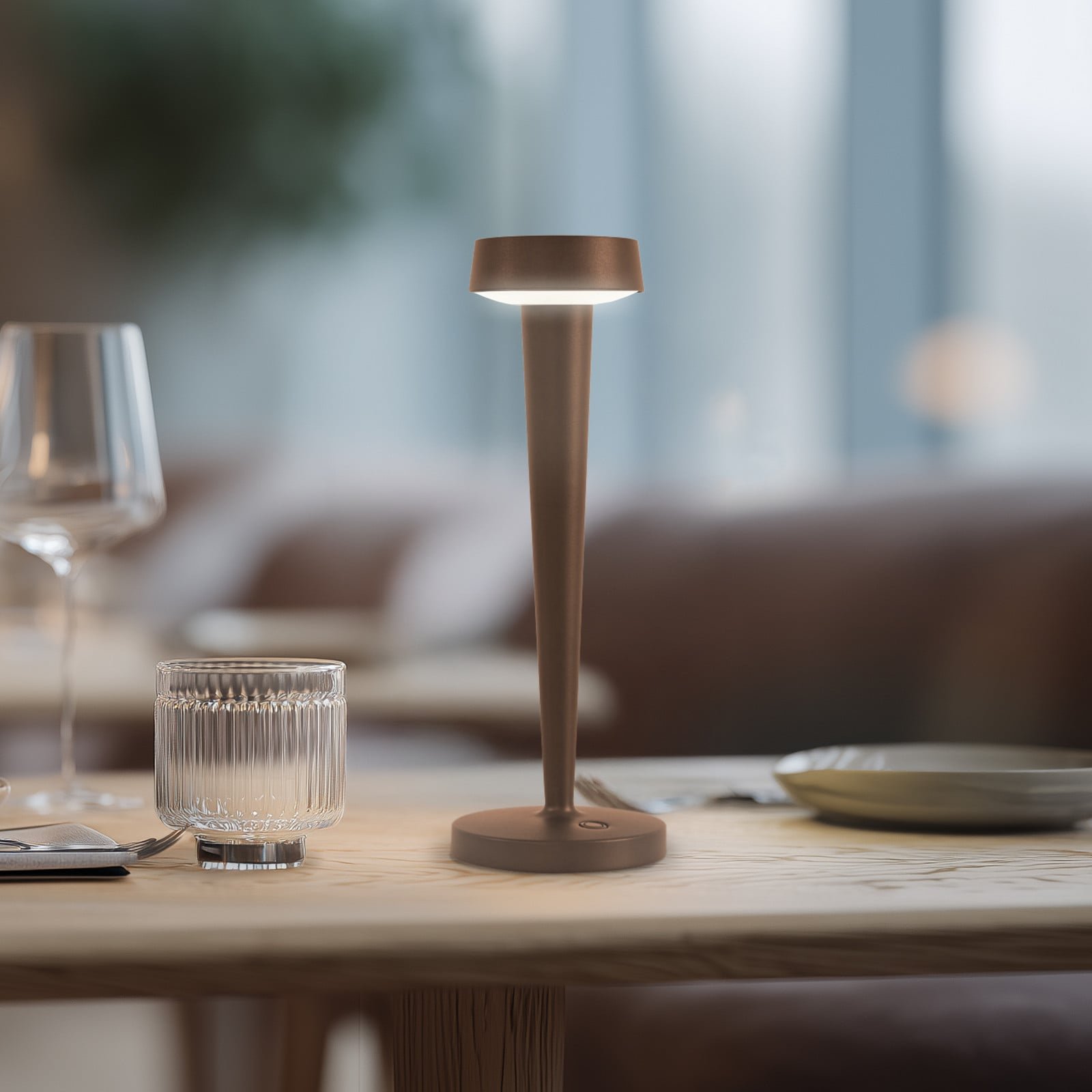 Lea LED-akku-kynttilänjalka maljakko tummanruskea 28 cm