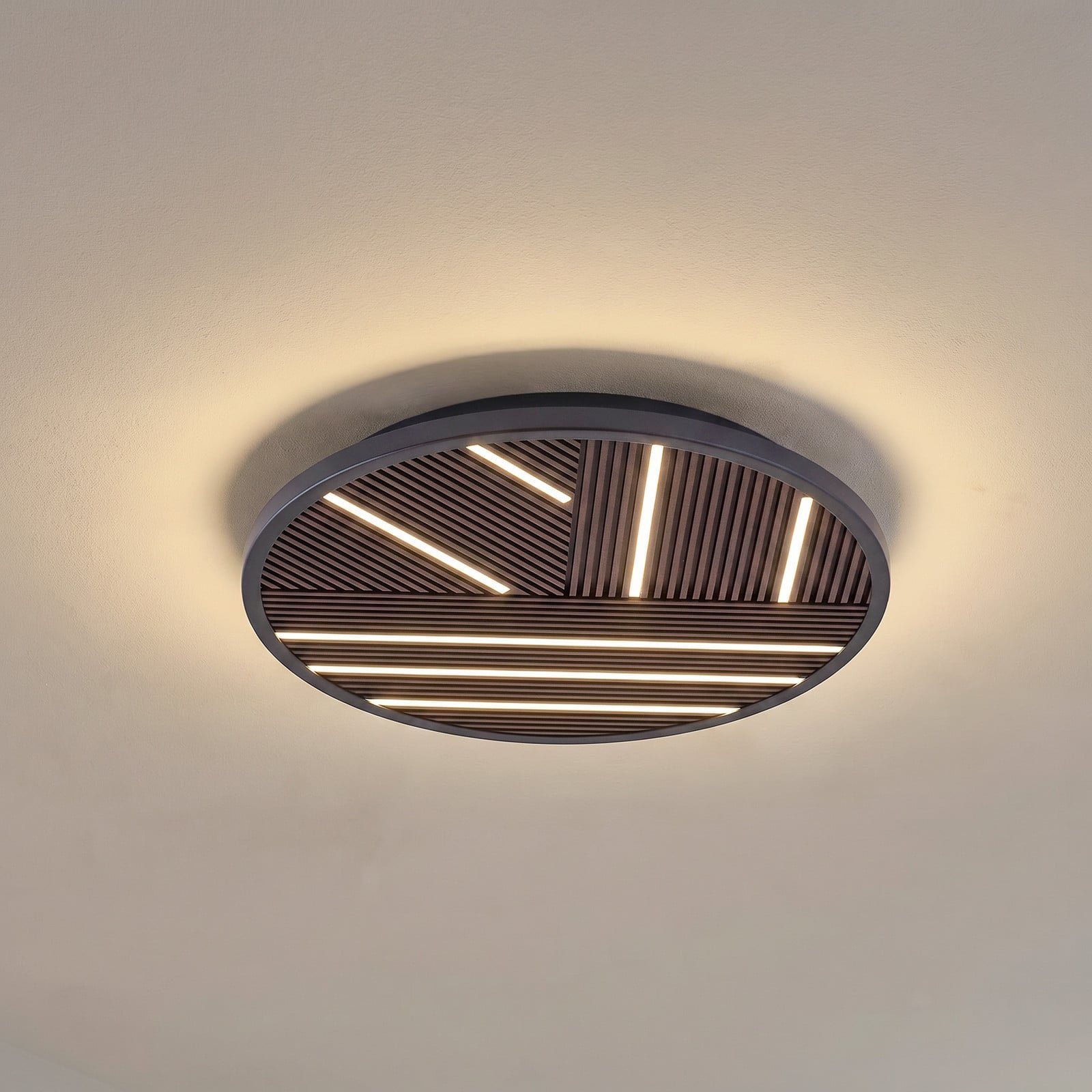 Orven LED-kattovalaisin, Ø 50 cm, himmennettävä, puu