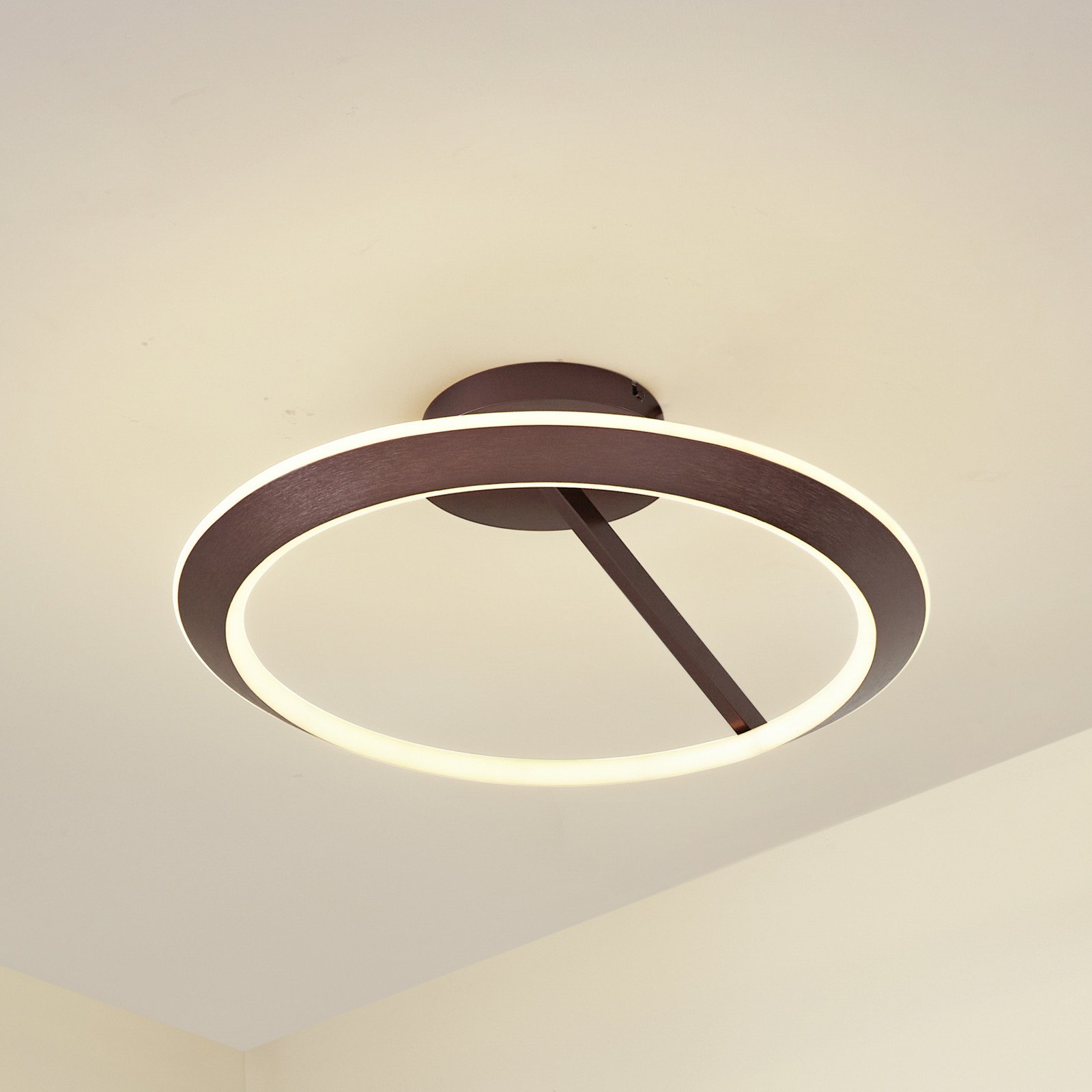 Eldra LED-kattovalaisin Ø 55 cm CCT ruskea