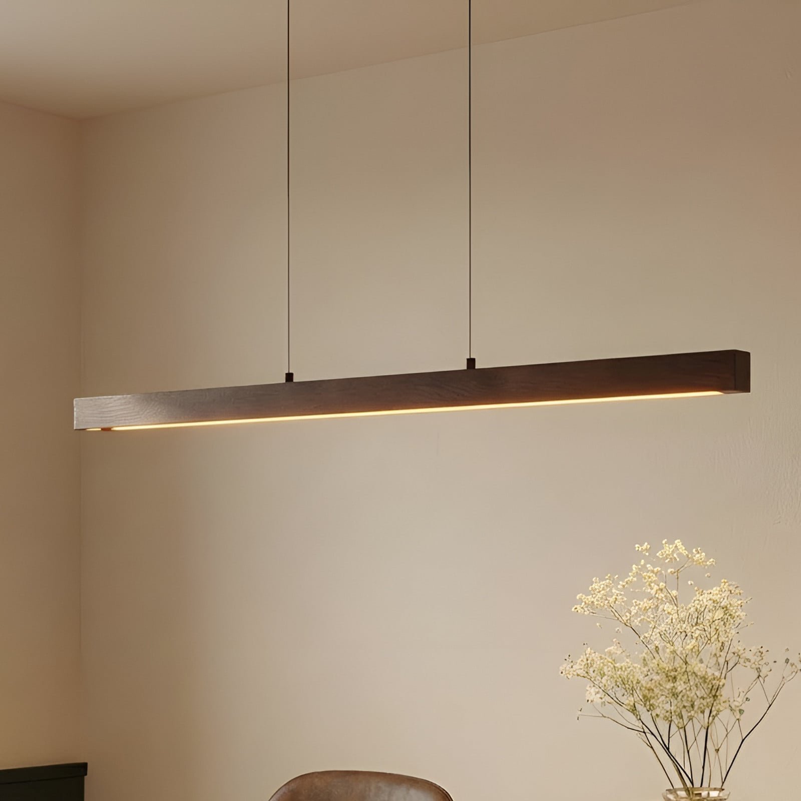Nihalo LED-riippuvalaisin pähkinäpuu 122 cm CCT