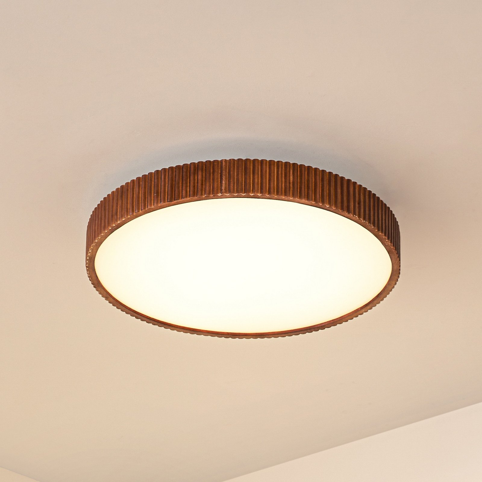 Velua LED-kattovalaisin valkoinen/tumma puu Ø 50 cm