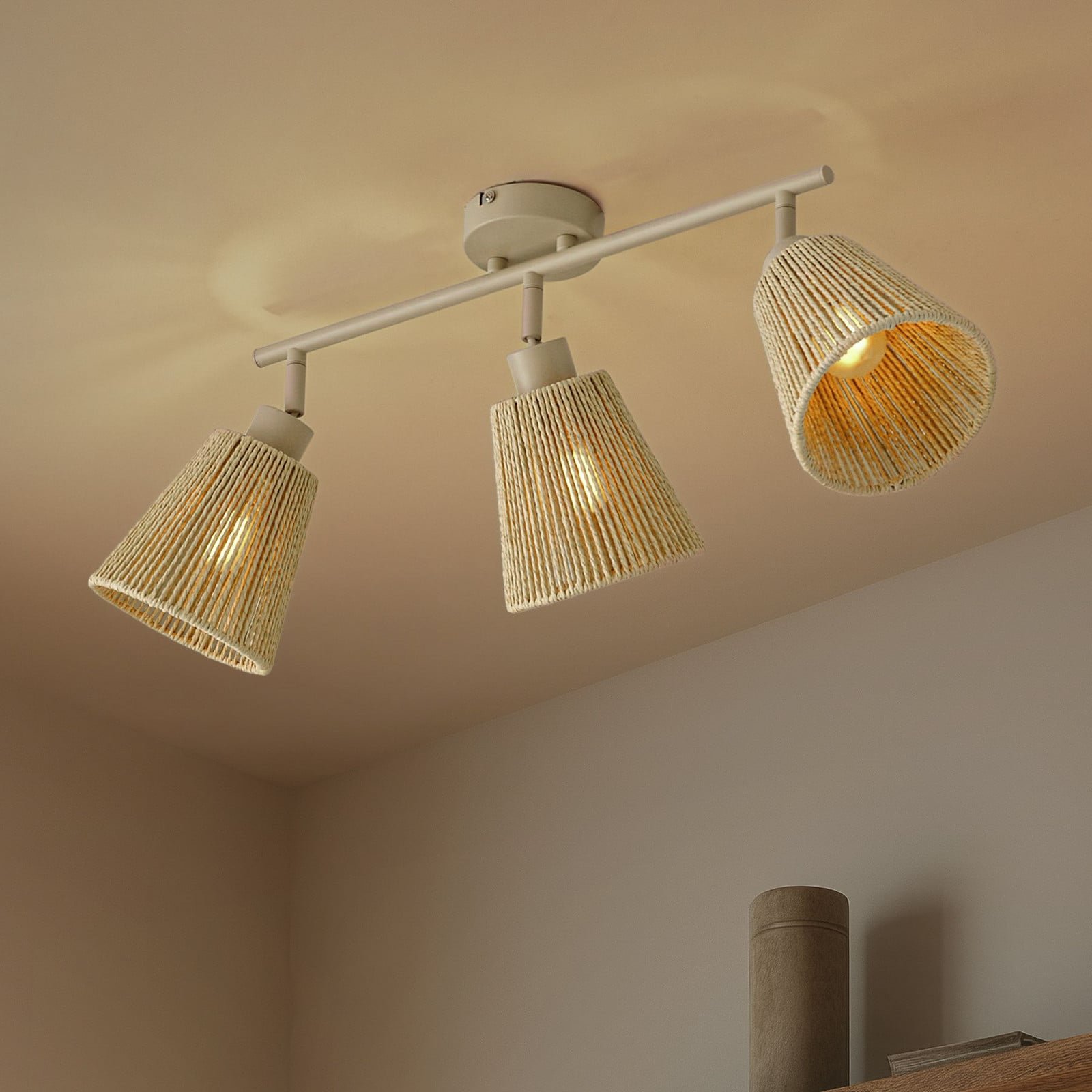 Anuva-kattovalaisin, 72 cm, beige, paperia, 3-lamppuinen – Lindby