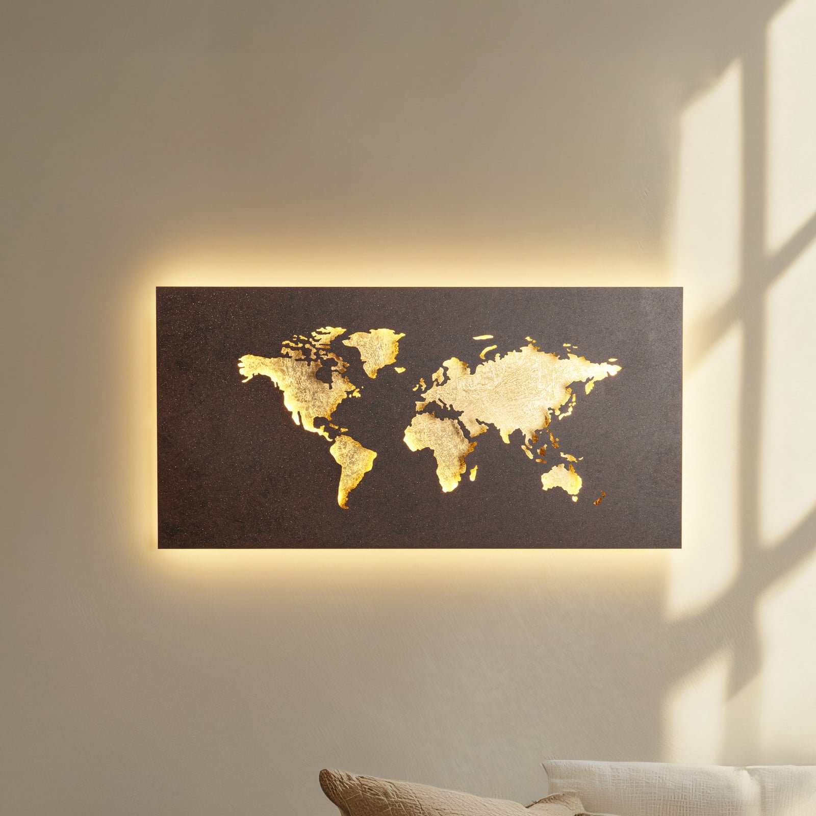 World LED-seinävalaisin ruoste/kulta 60 cm x 30 cm