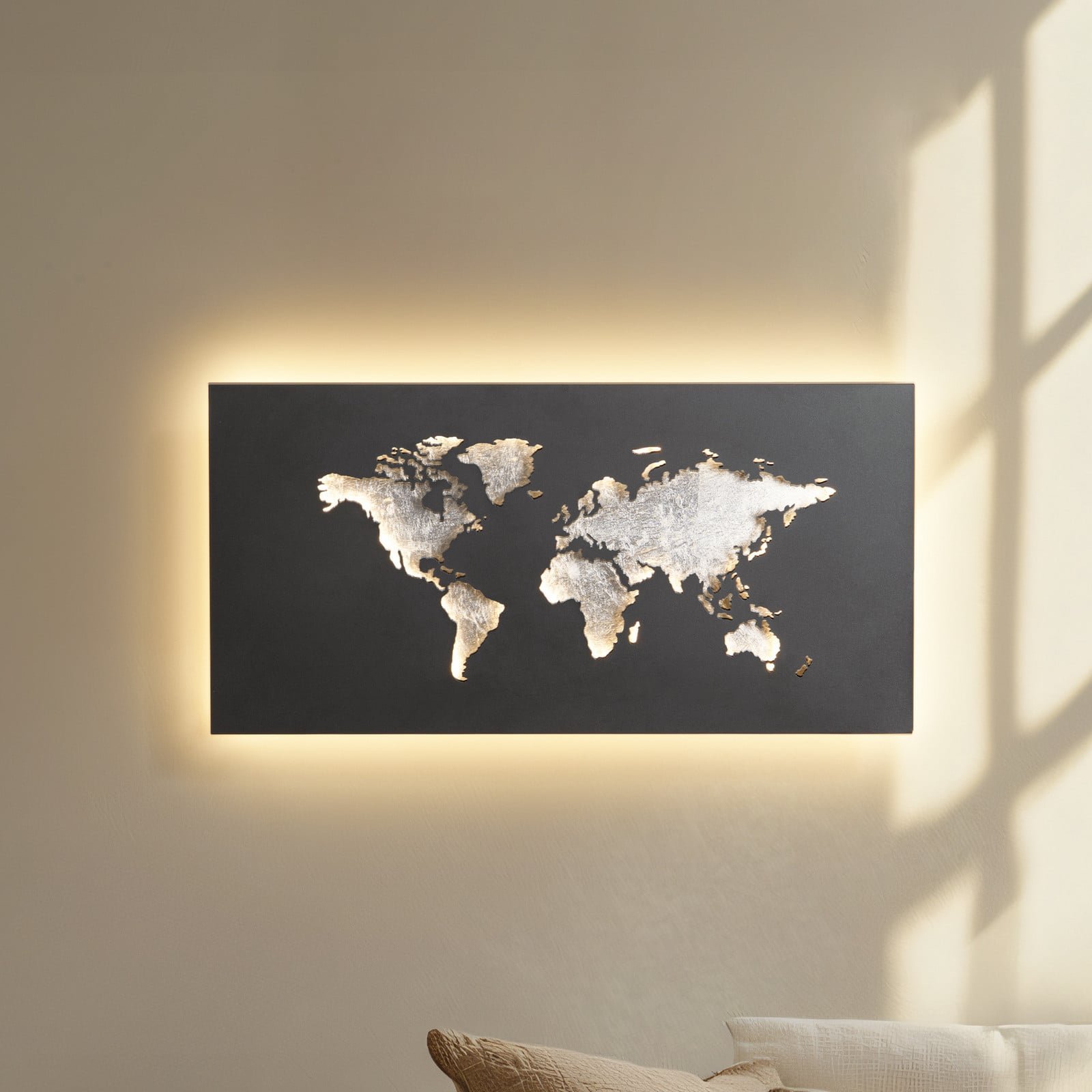 World LED-seinävalaisin antrasiitti/hopea 60 cm x 30 cm
