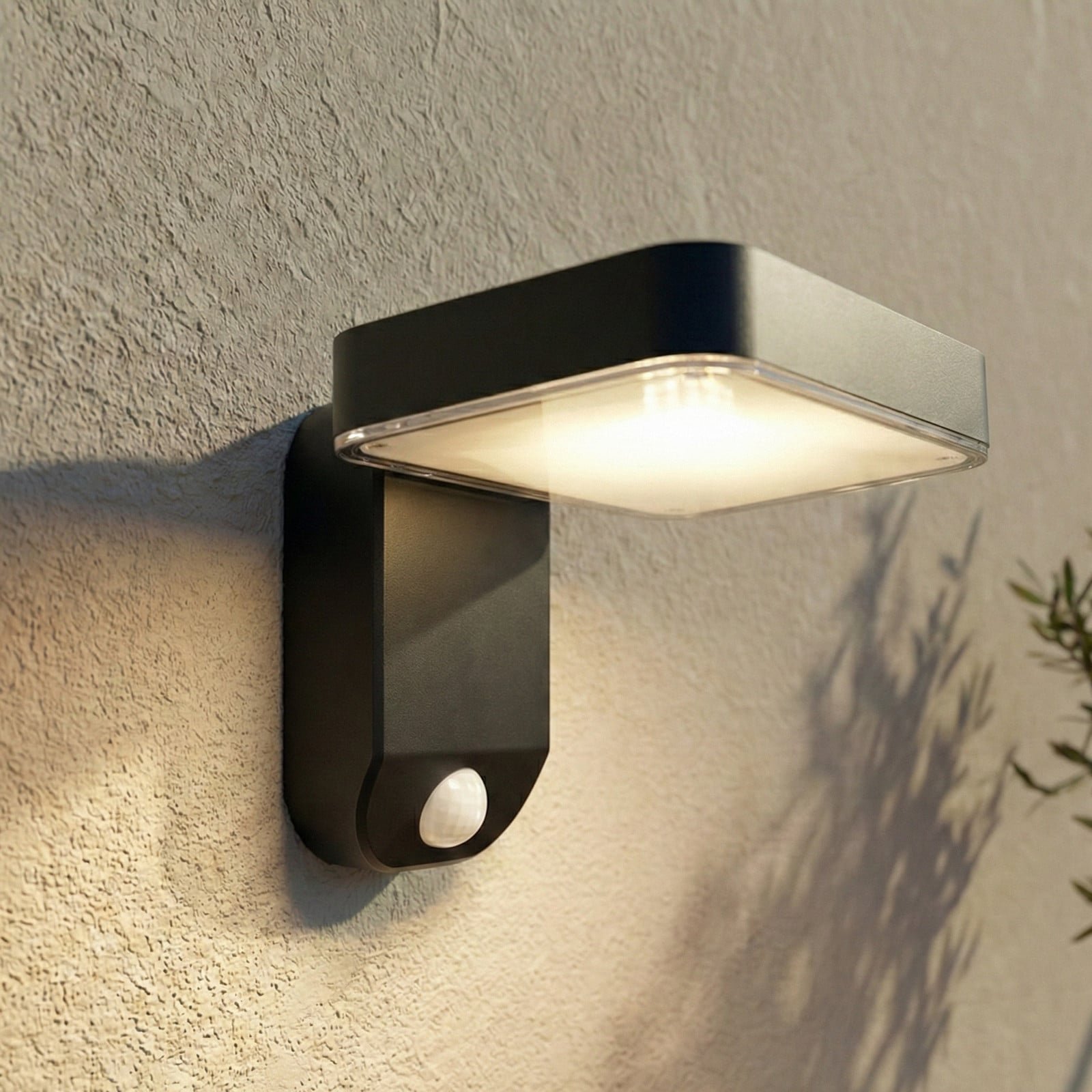 Tarlson LED-aurinkoseinävalaisin kulmikas antrasiitti anturi