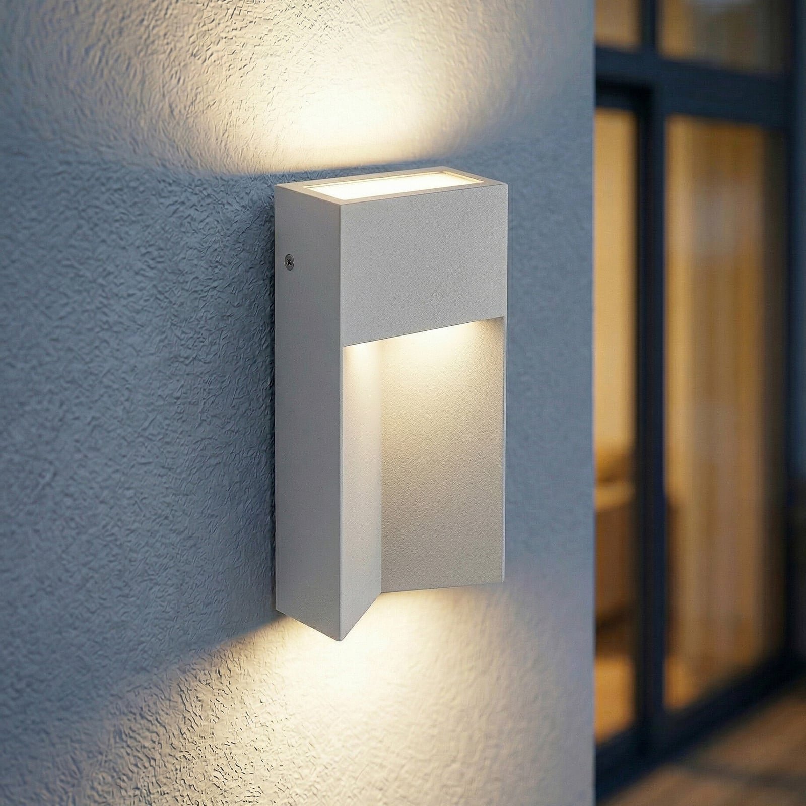 Kaholo LED-ulkoseinävalaisin CCT alumiini IP44 vaaleanharmaa kulmikas