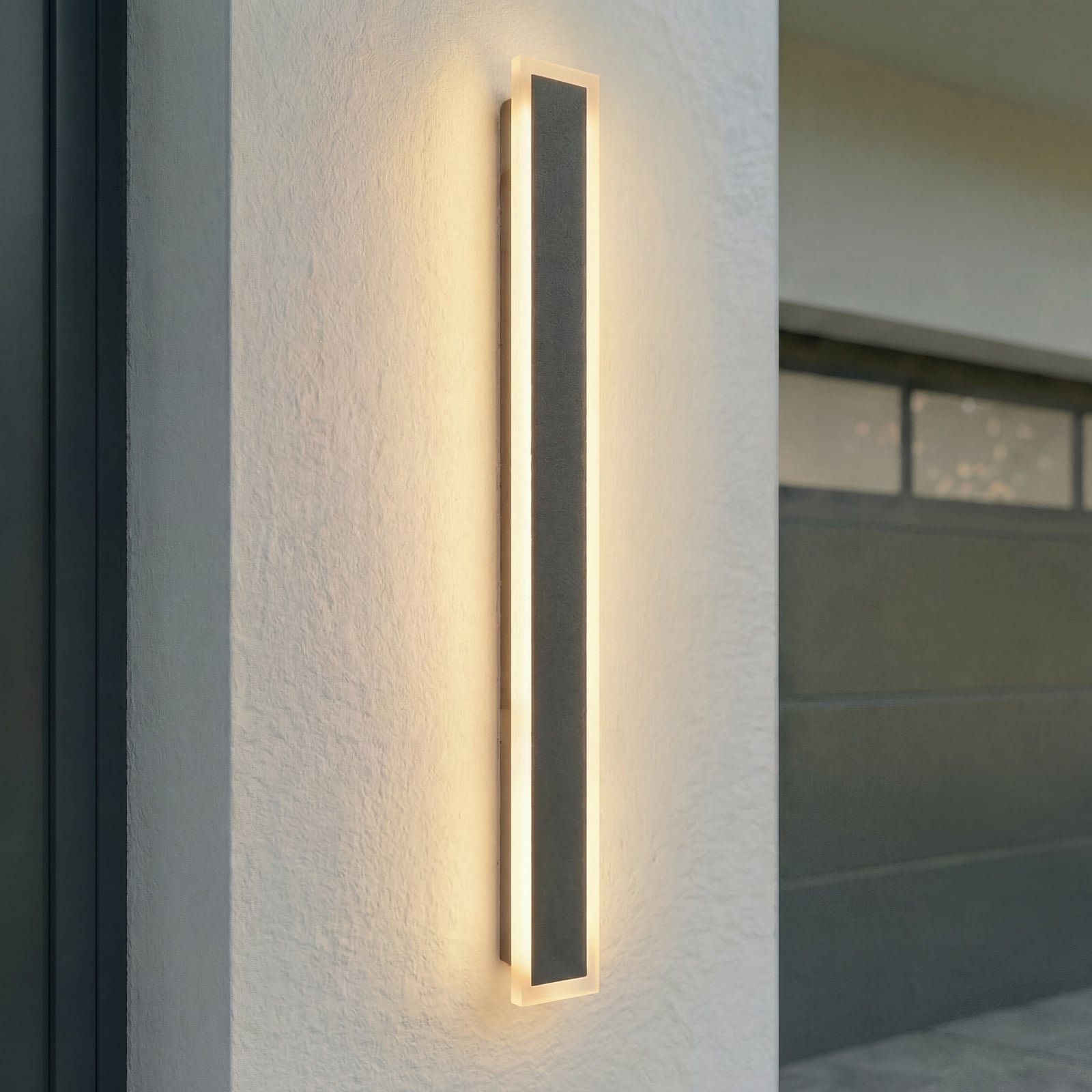 Ilora LED-ulkoseinävalaisin CCT IP65 musta korkeus 100 cm metalli – Lucande