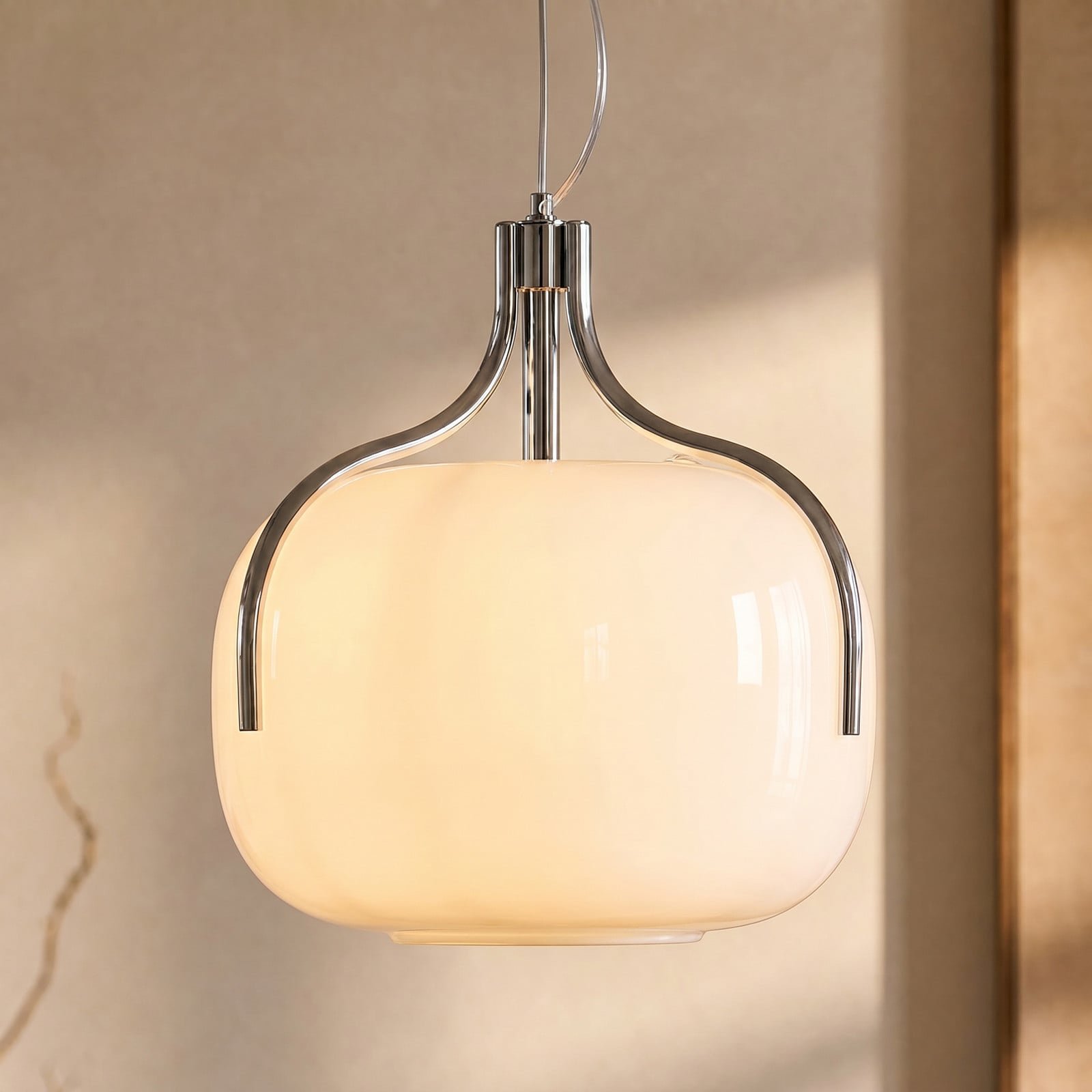 Christo-riippuvalaisin halkaisija 42 cm kromi/valkoinen lasi – Lucande