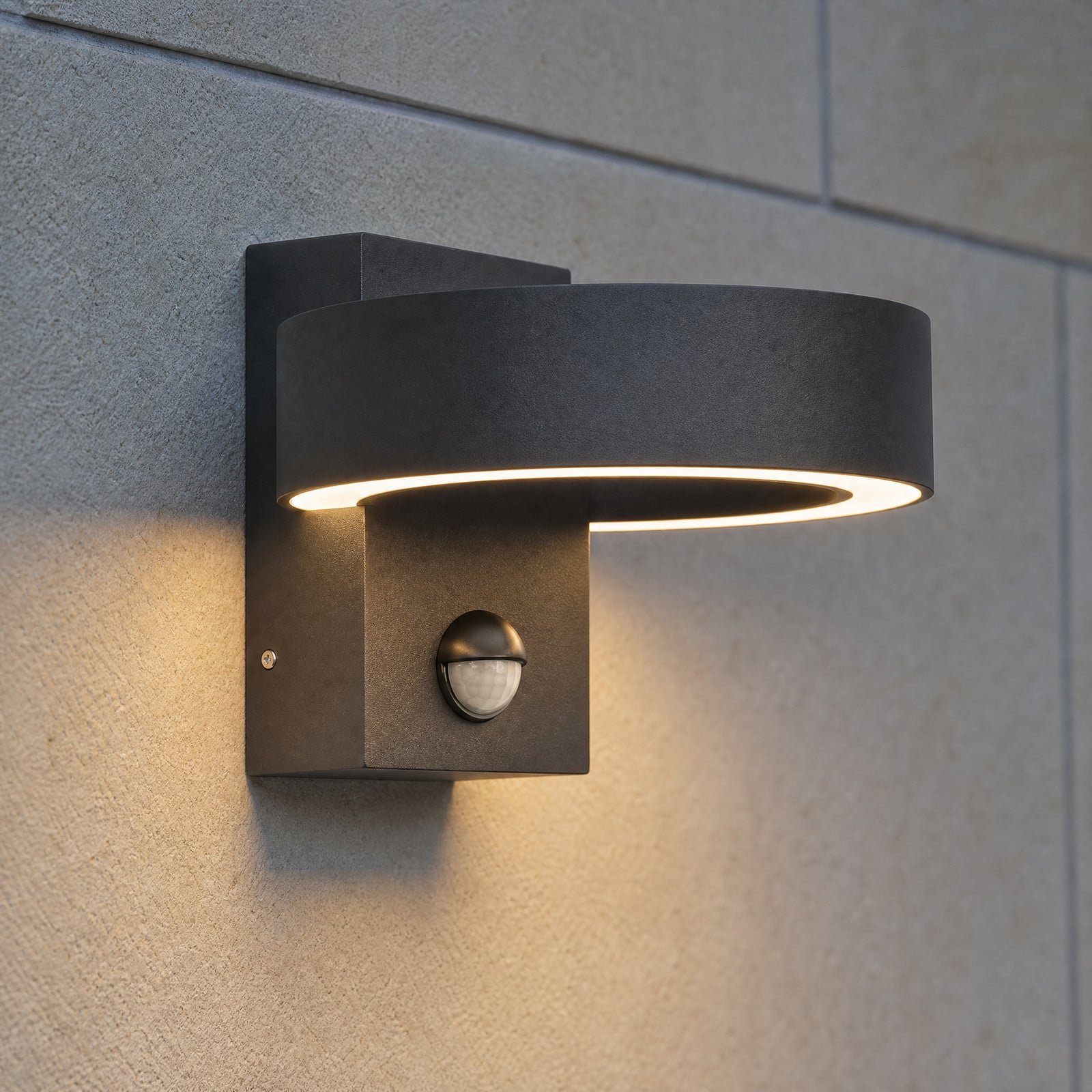 LED-ulkoseinävalaisin liiketunnistin musta CCT metalli IP65