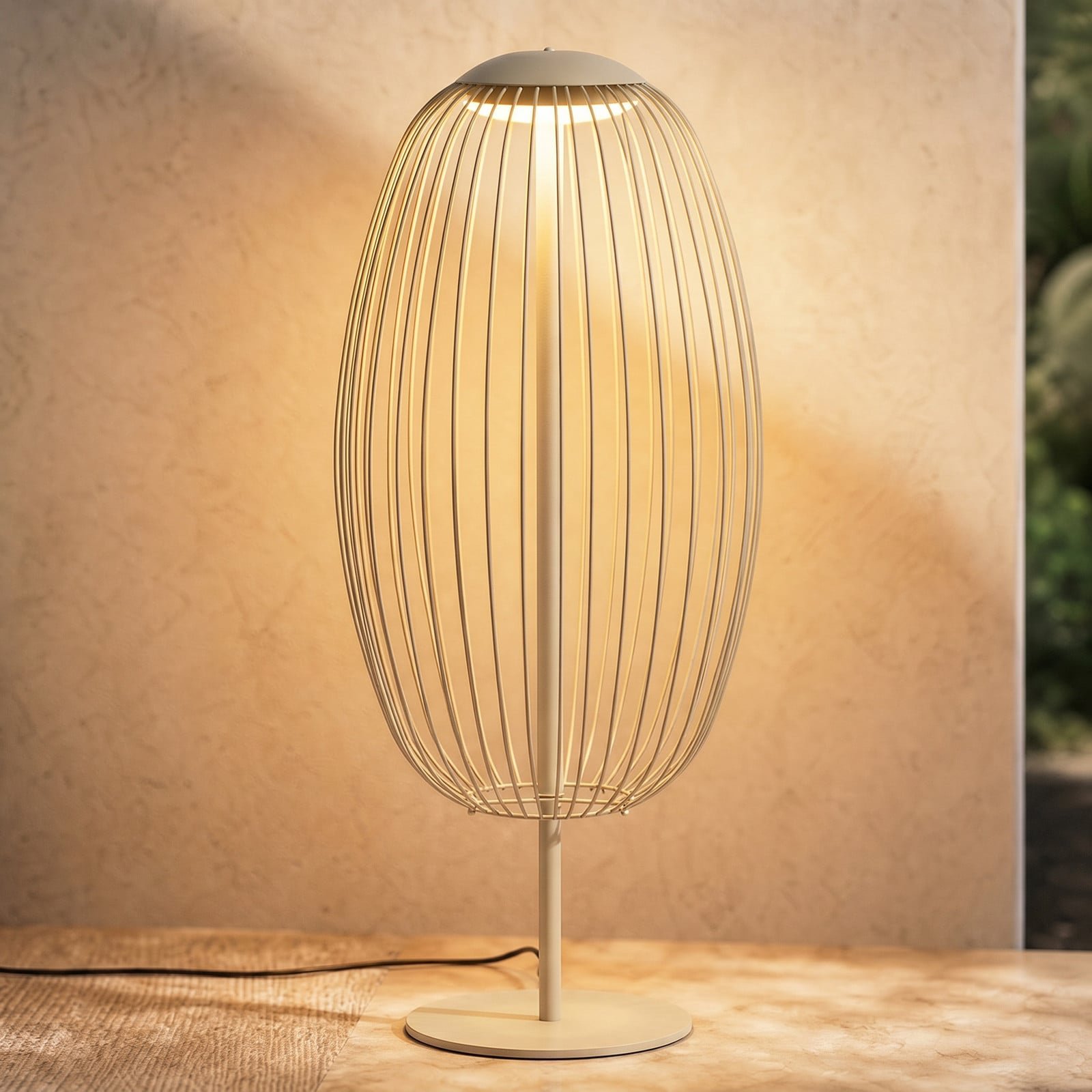 Richi LED-lattiavalaisin ulos korkeus 90 cm beige IP44 metalli – Lucande