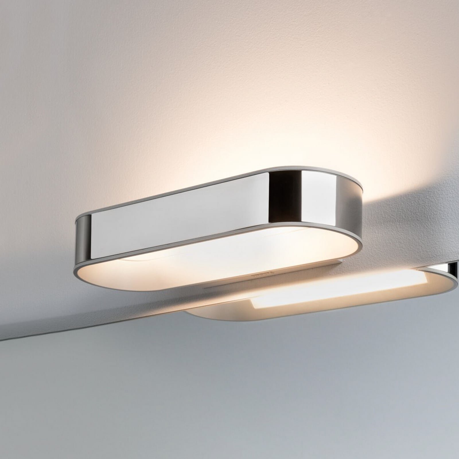 Agena LED-seinävalaisin IP44 himmennettävä Kromi/matta valkoinen