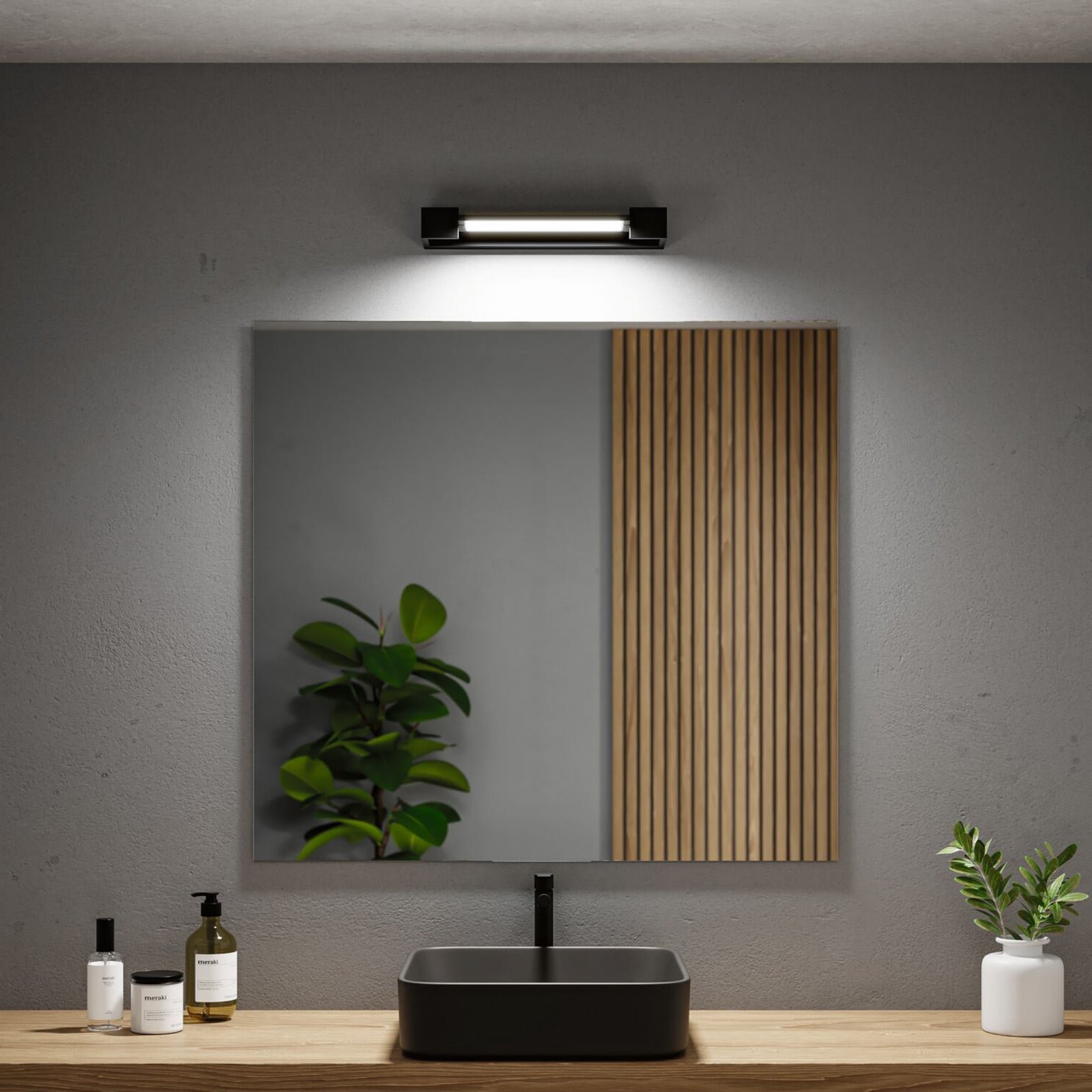 Lucille LED-seinävalaisin 11 W IP44 himmennettävä Musta