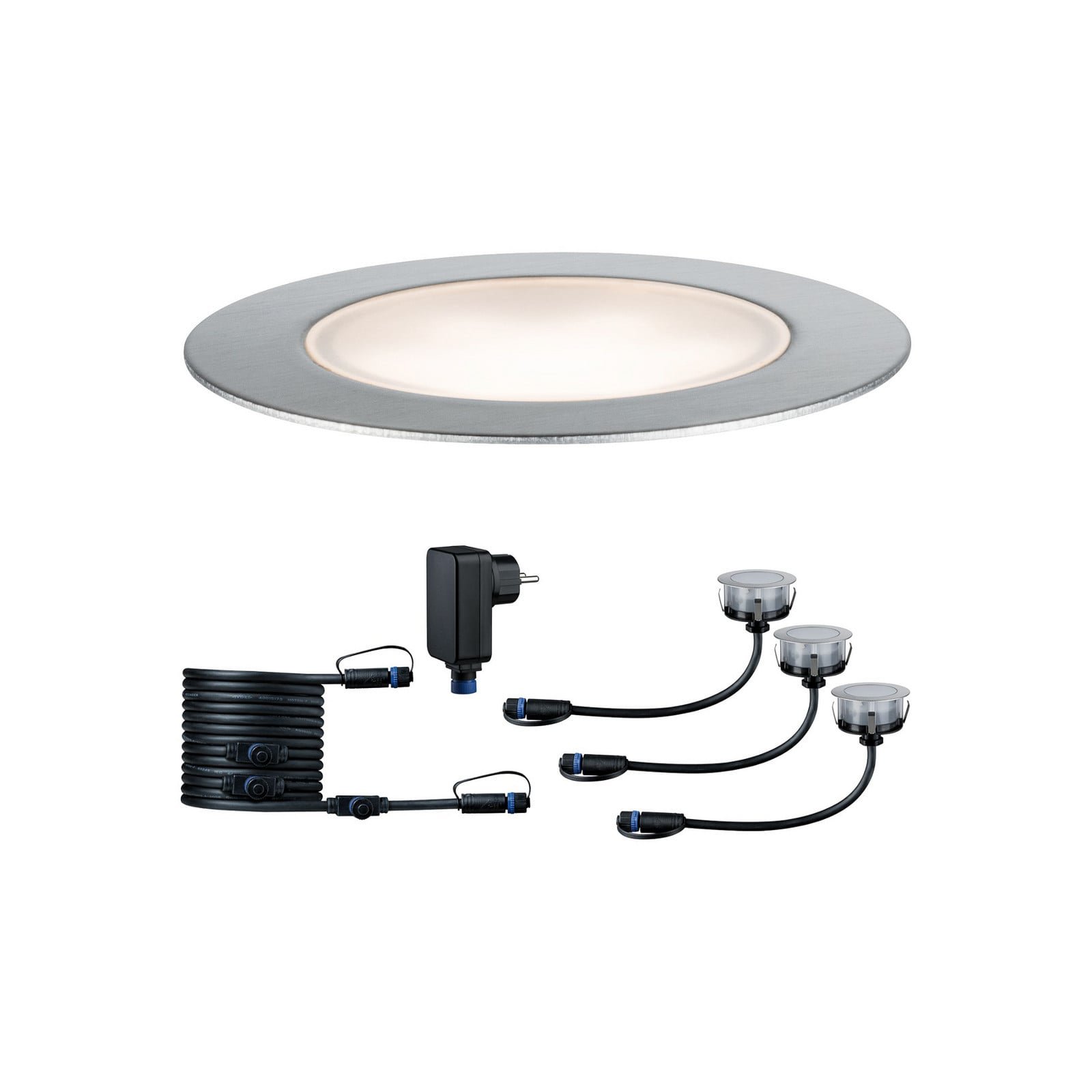 Plug & Shine 3 LED Maahanupotettava Spotti Floor Eco IP67 Silver
