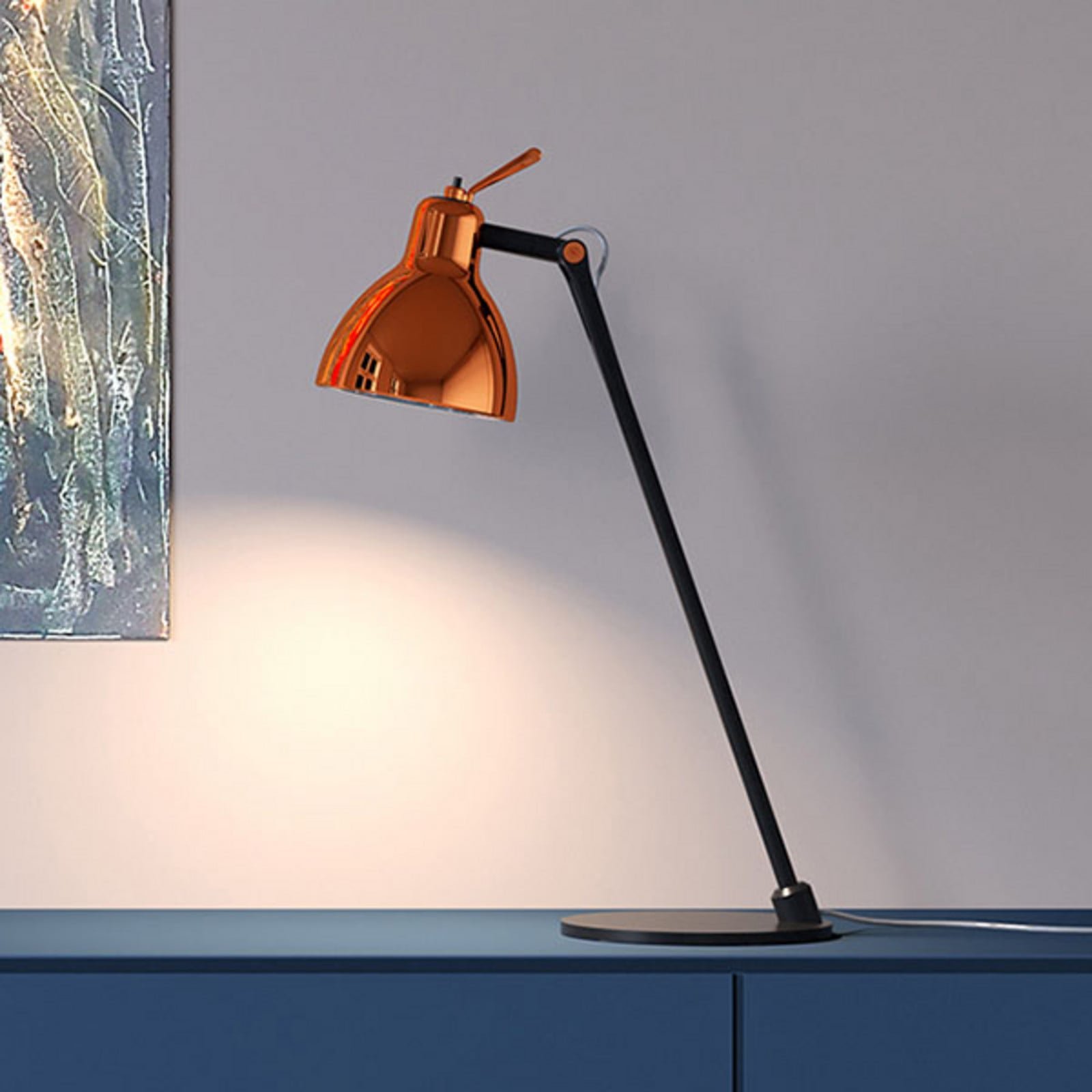 Luxy T0 Glam pöytälamppu musta/kupari 52 cm