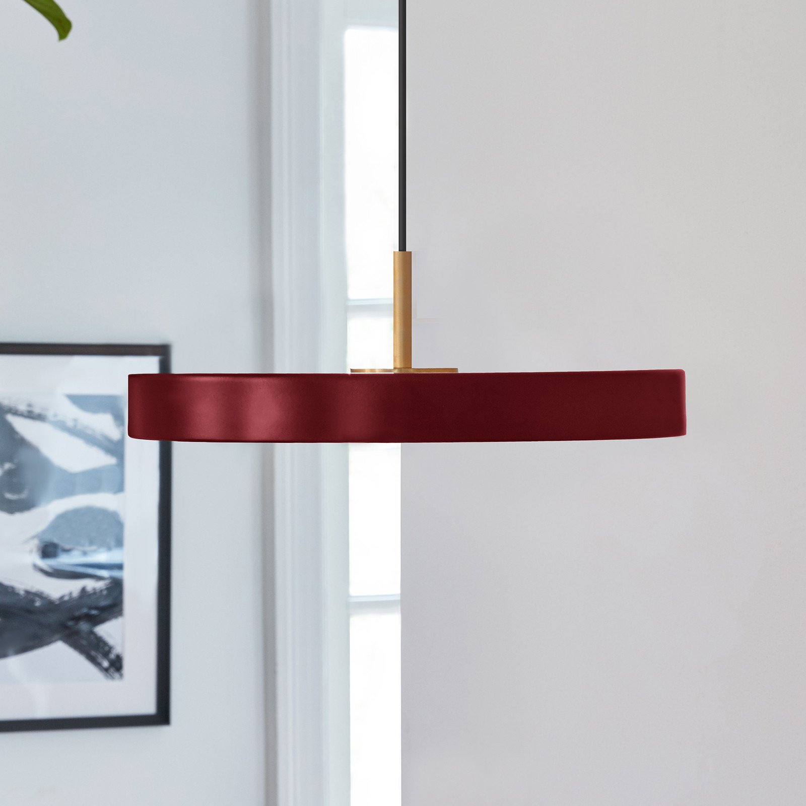 Asteria Mini LED-riippuvalaisin rubiininpunainen/messinki Ø 31 cm