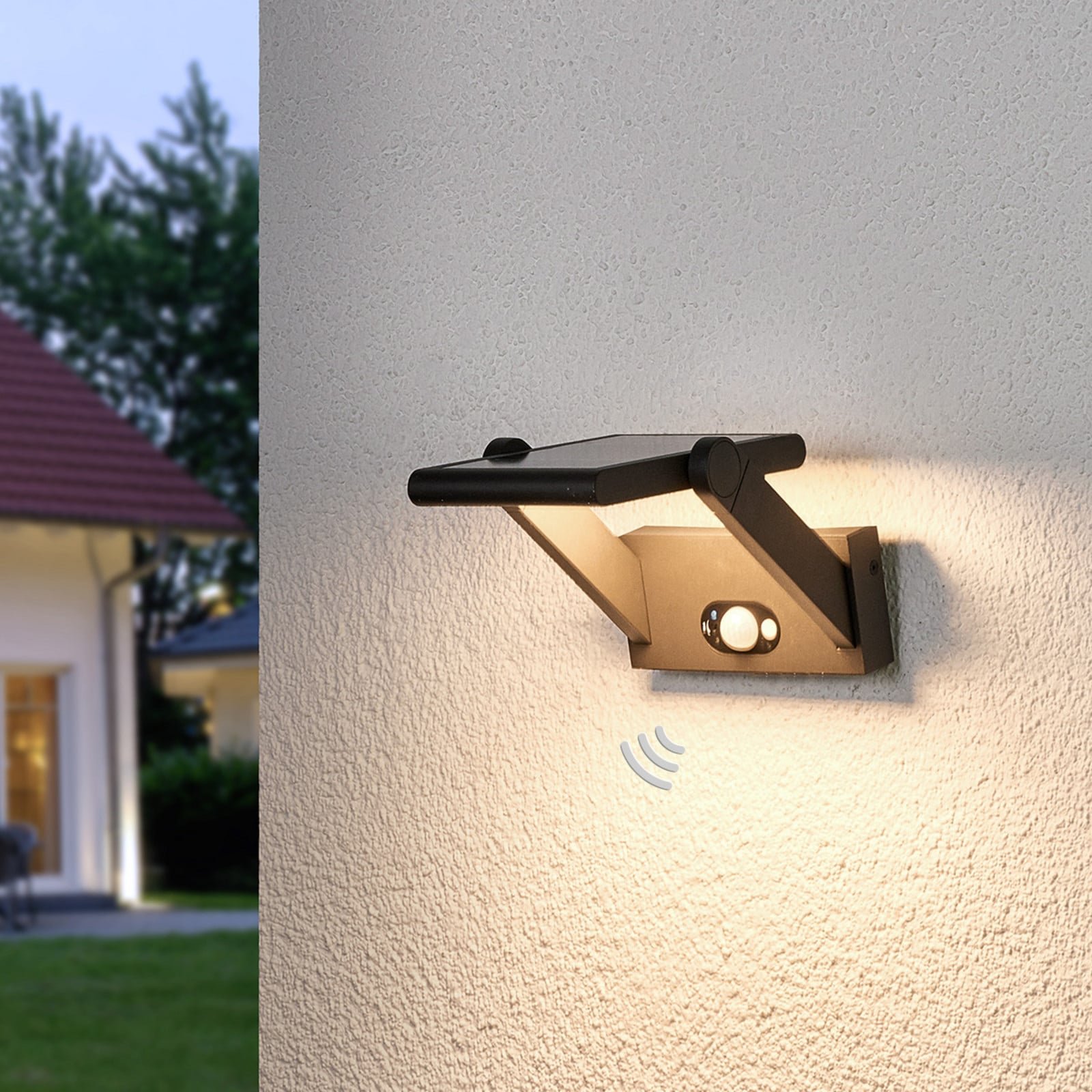 Vakerian Solcelle Seinävalaisin w/Sensor Graphite