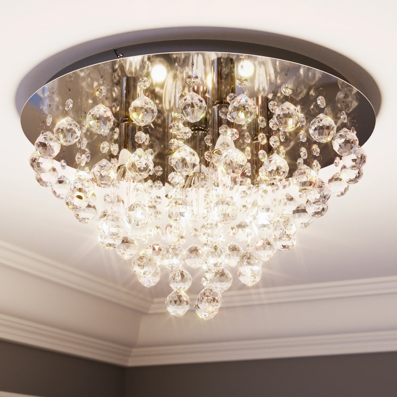 Annica Round Kattovalaisin Chrome/Clear