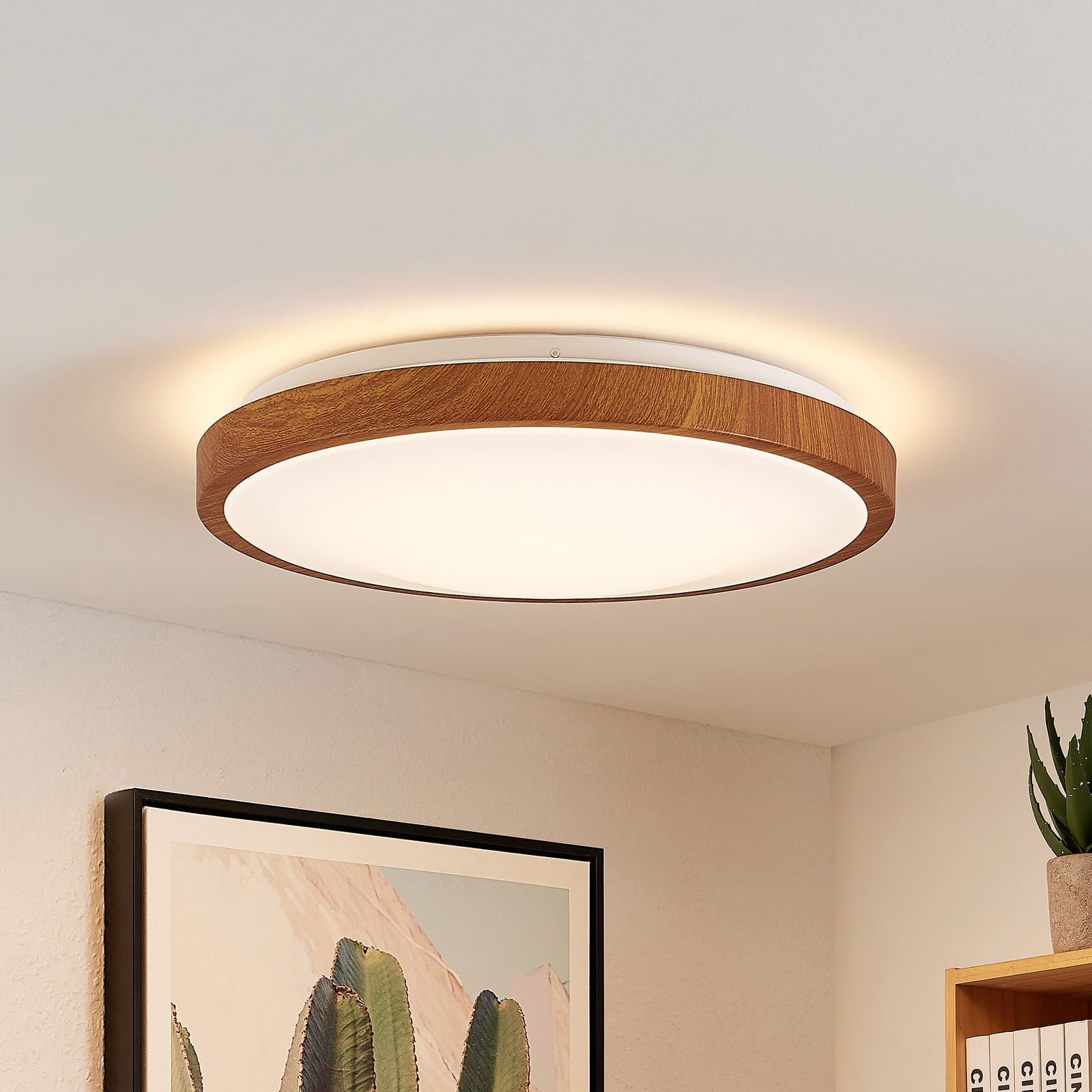 Mynte Round LED-kattovalaisin Ø42cm Wood/White