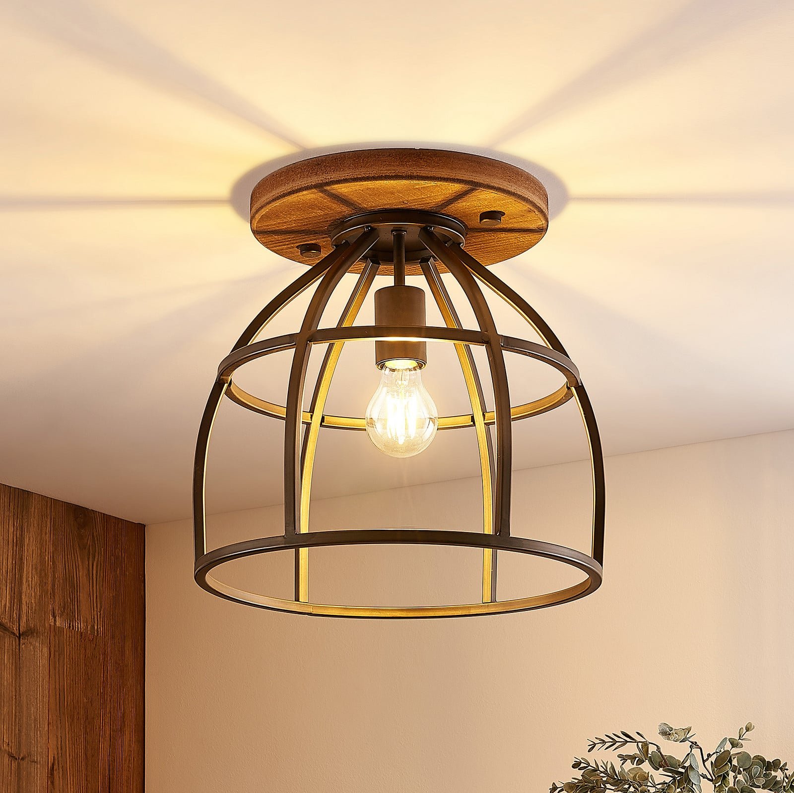 Rutger Round Kattovalaisin Wood/Black