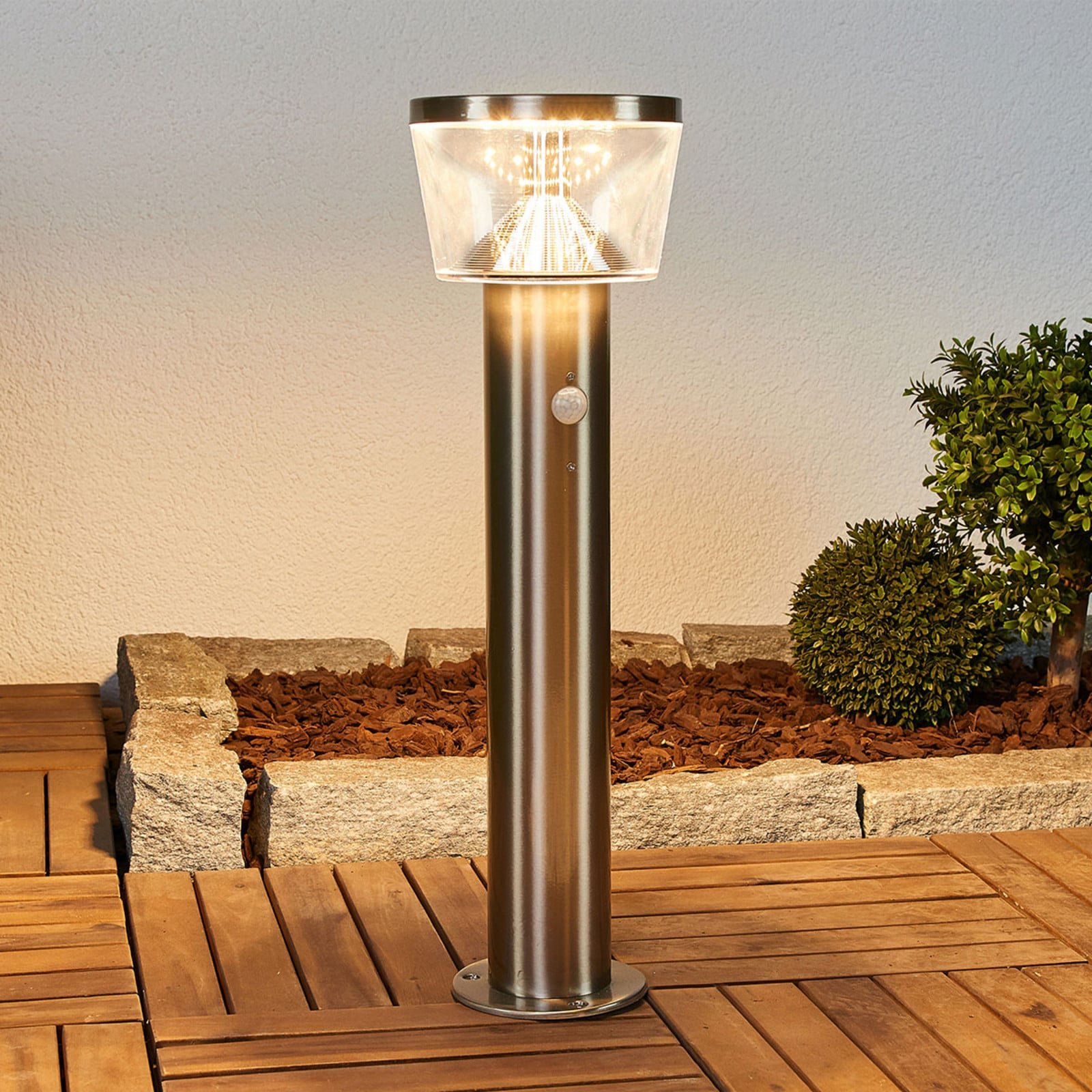 Antje LED Aurinkokenno Puutarhavalaisin w/Sensor Stainless Steel