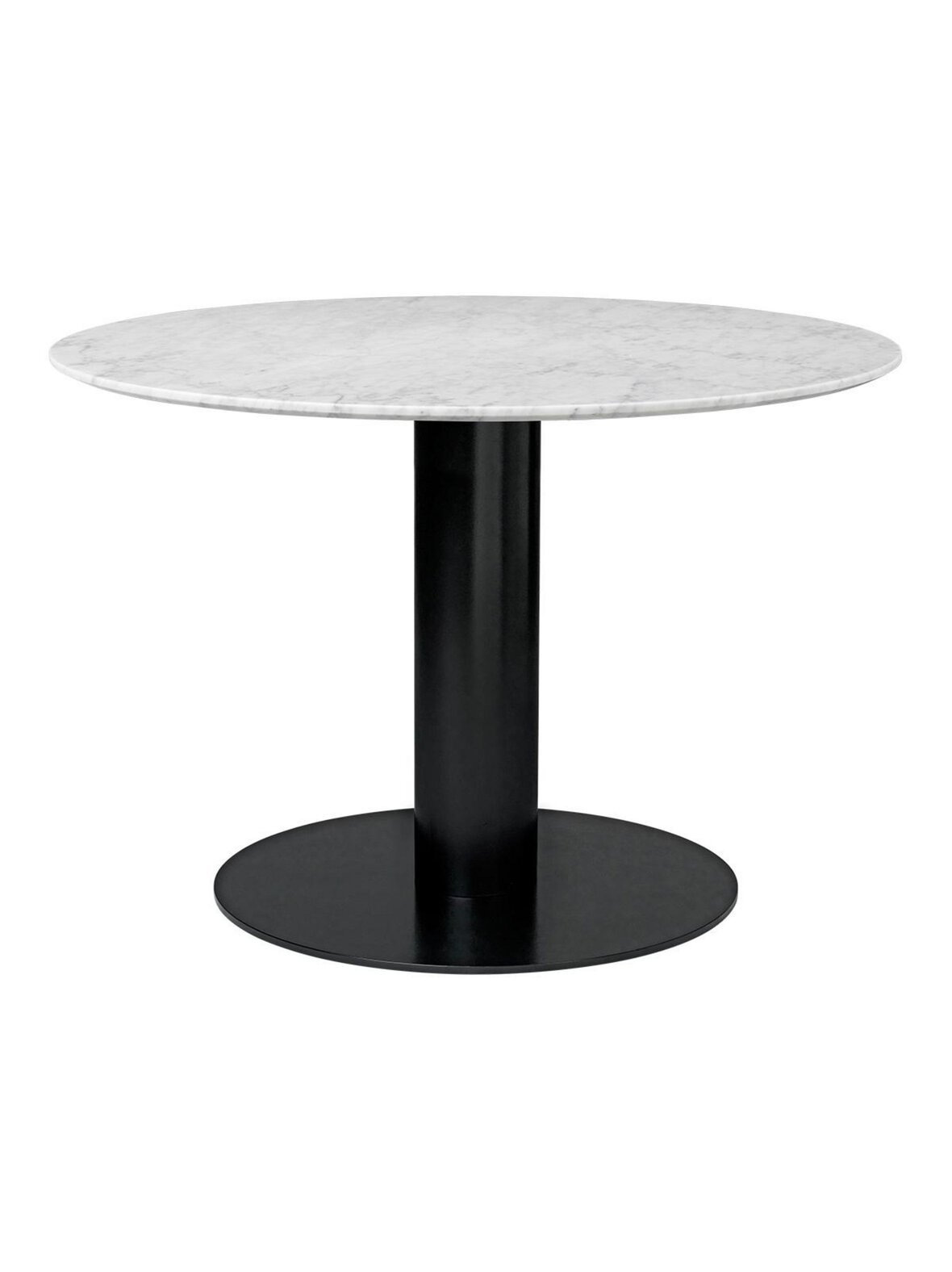 2.0-ruokapöytä valkoinen marmori / musta ⌀ 110 cm