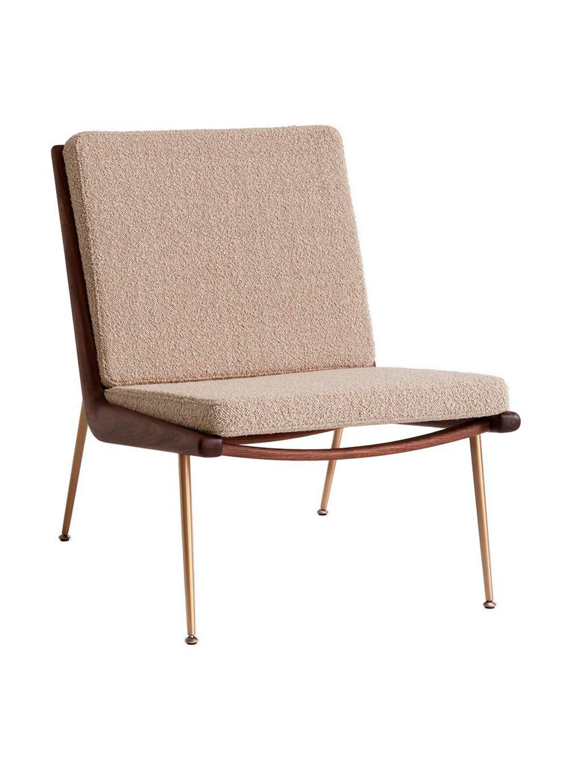 Boomerang hm1 -nojatuoli beige / pähkinä / messinki