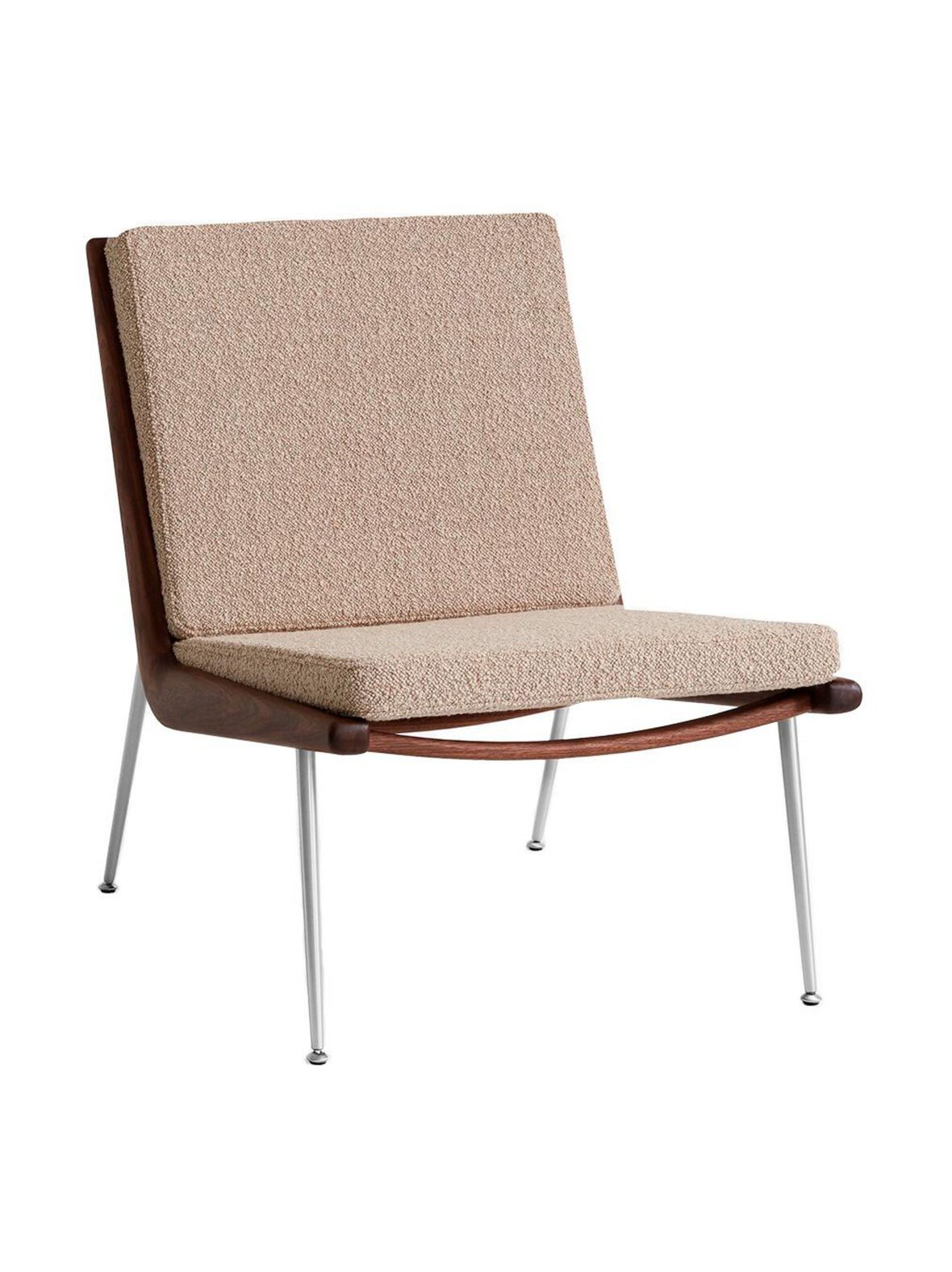 Boomerang hm1 -nojatuoli beige / pähkinä / ruostumaton teräs