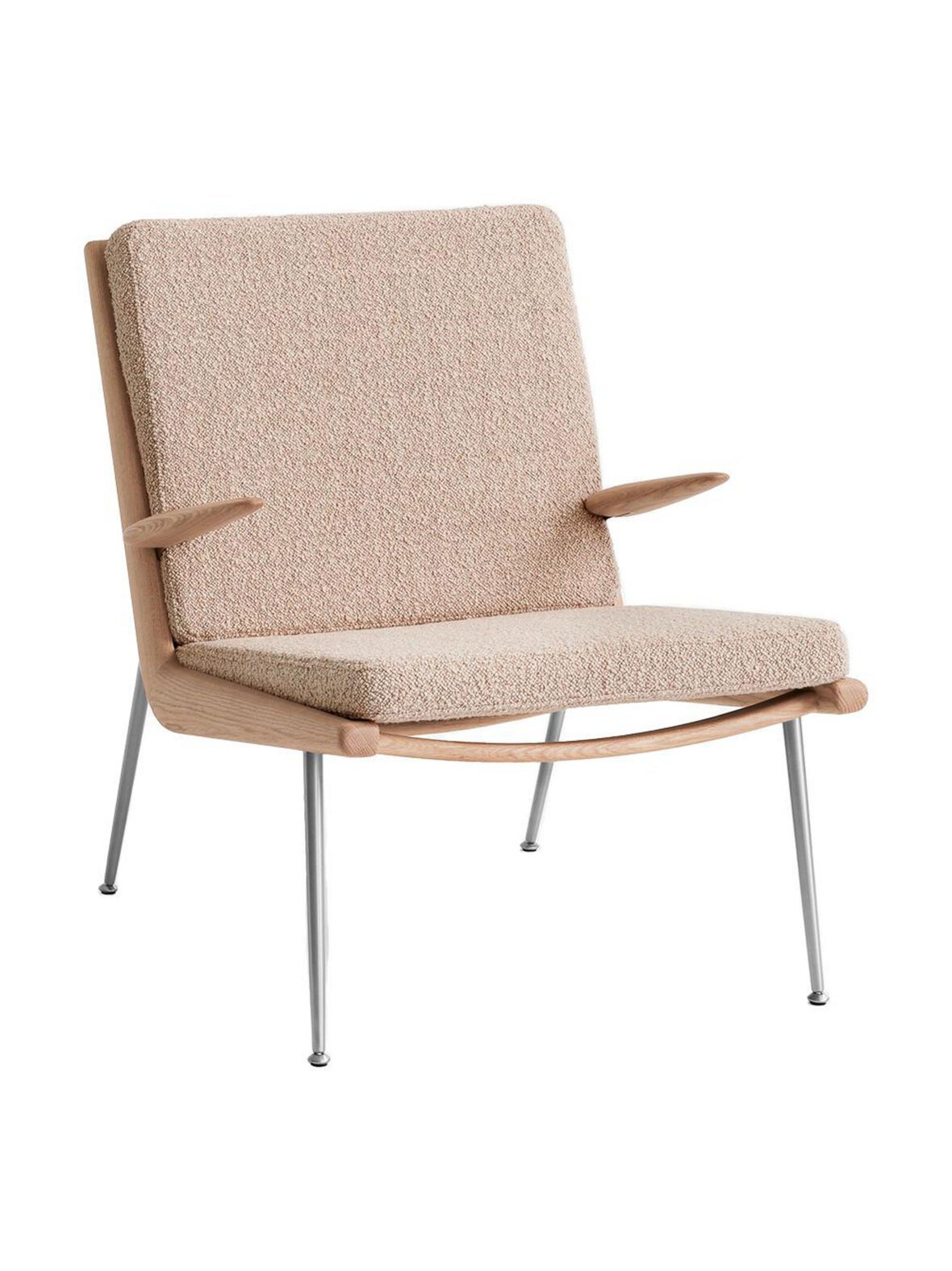 Boomerang hm2 -nojatuoli beige / tammi / ruostumaton teräs