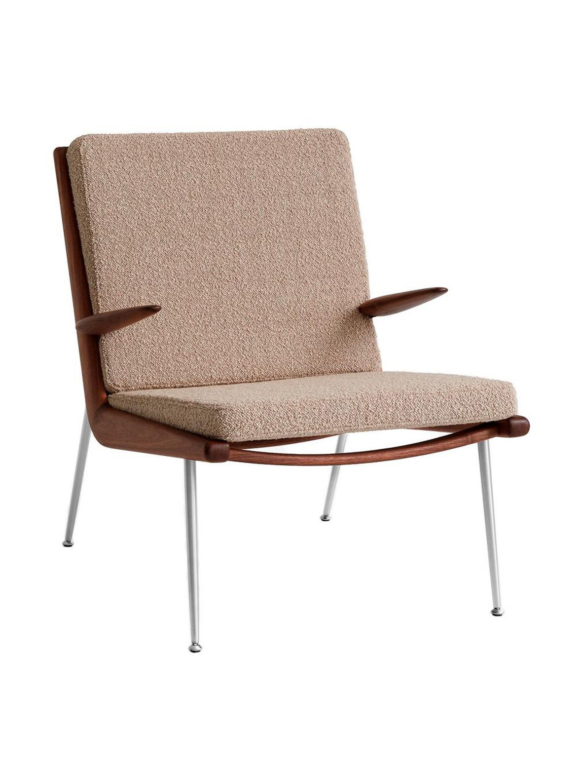 Boomerang hm2 -nojatuoli beige / pähkinä / ruostumaton teräs