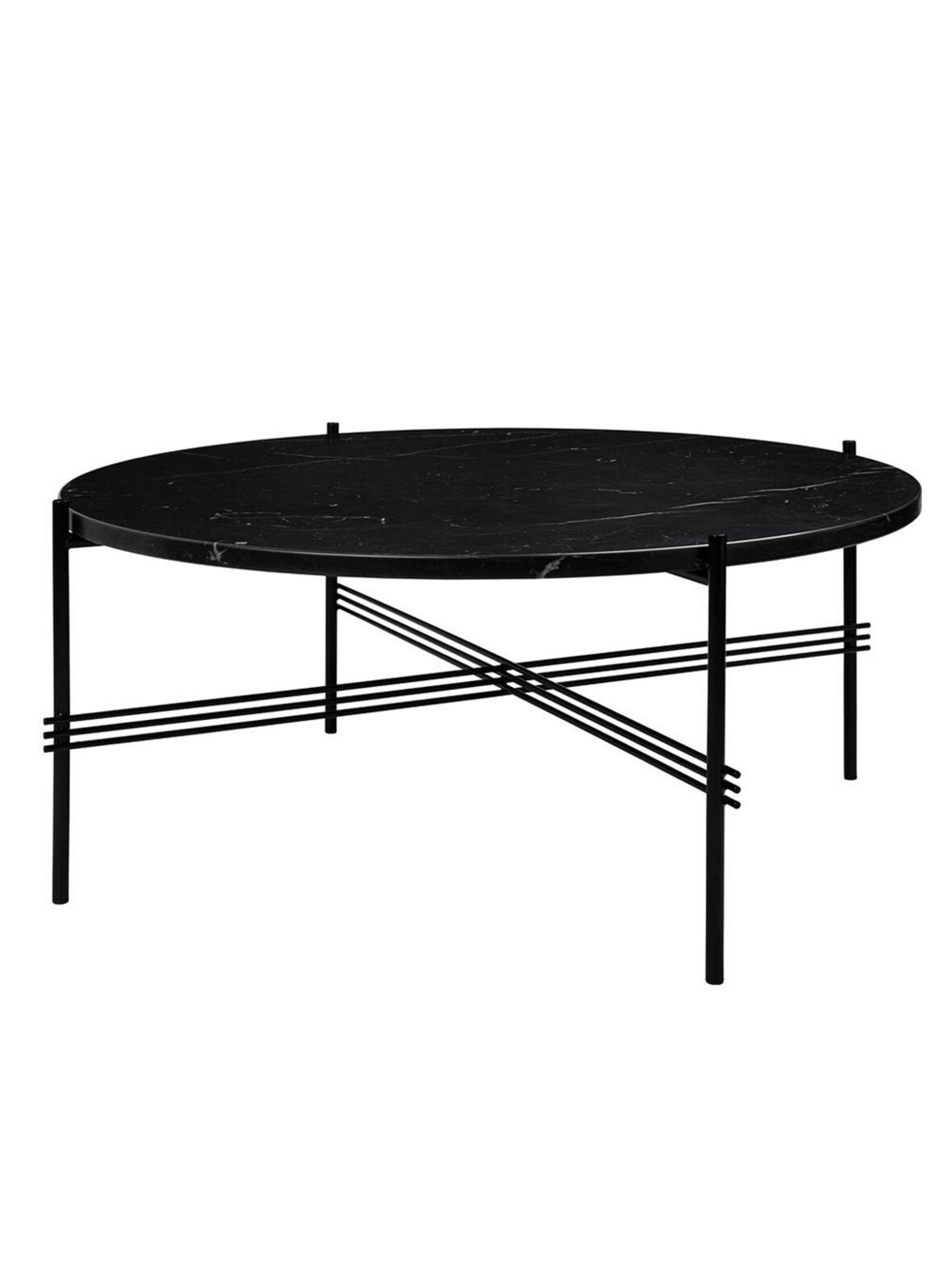 Ts-sohvapöytä musta marmori / musta ⌀ 80 cm
