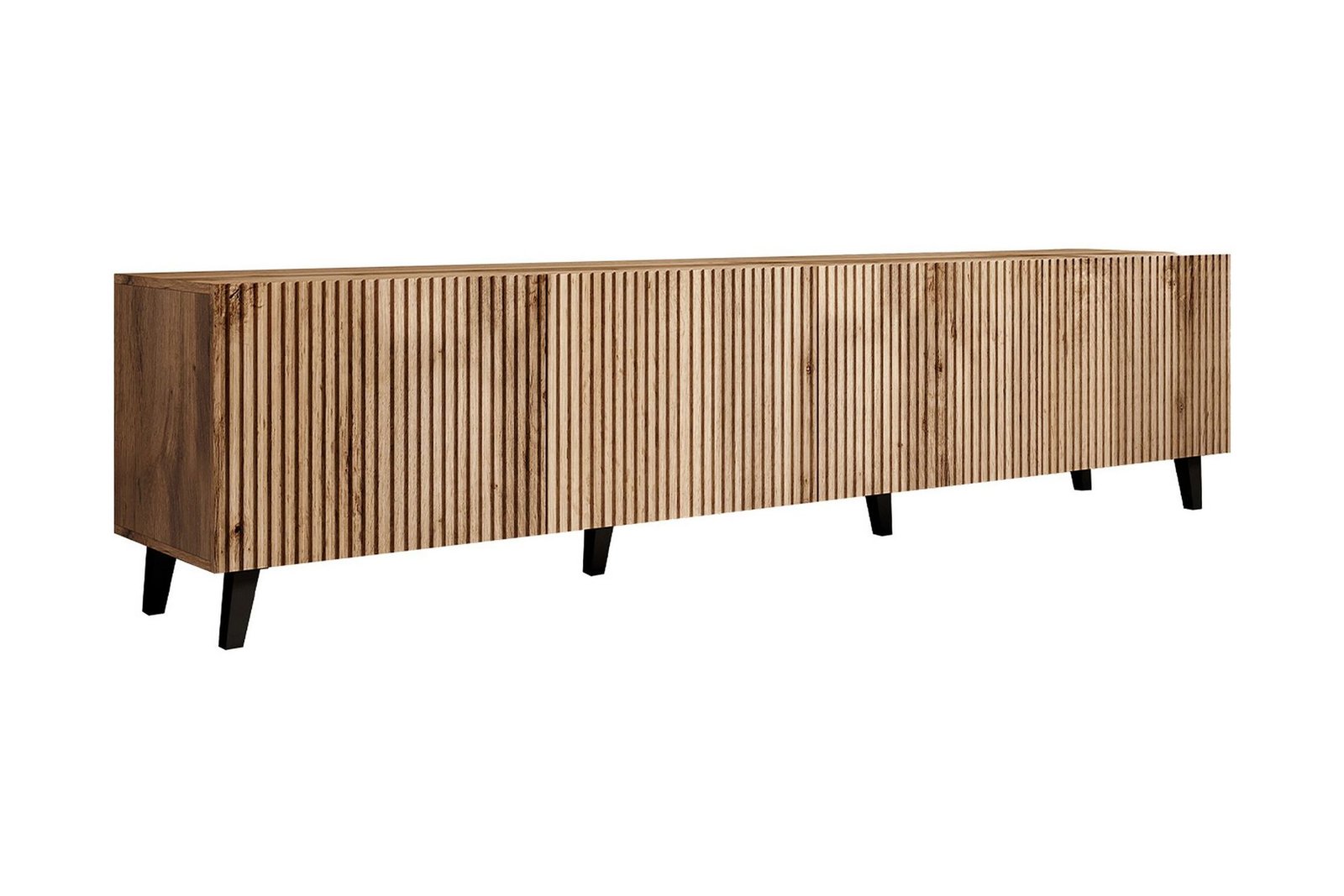 Juniskär Ribbattu TV-pöytä puusta säilytystilalla - syvyys 40 cm, leveys 200 cm, korkeus 49 cm Tammi