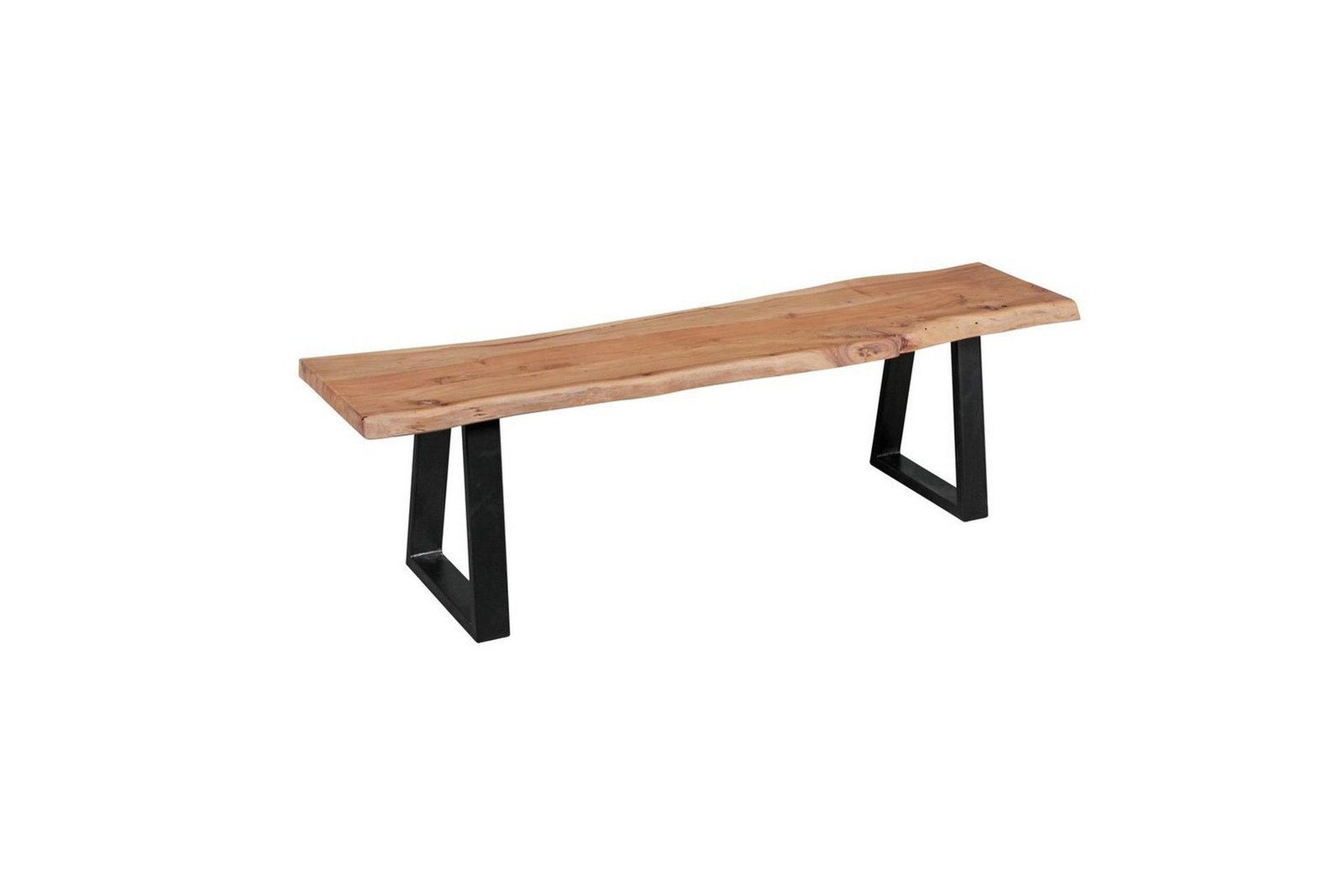 Ruokasalin penkki Wohnling Kiinteä puurakenne metallijaloilla maalaistyyli Ilman selkänojaa, 160 cm - Ilman selkänojaa, 160 cm