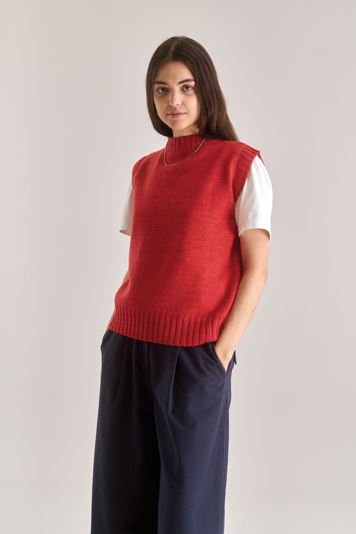 India Lamb Wool Vest Red