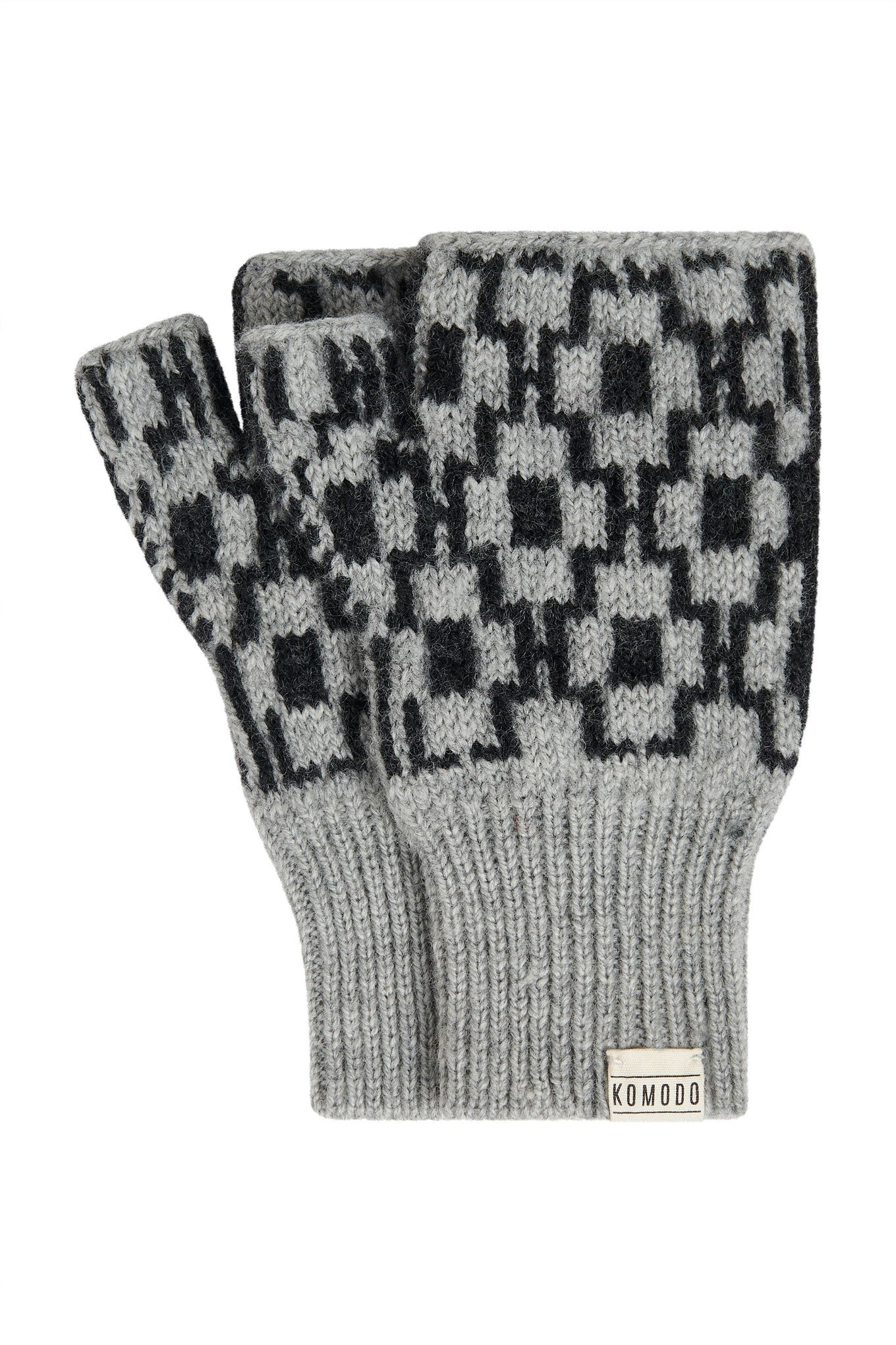 Abstract Merino Wool Gloves Light Grey