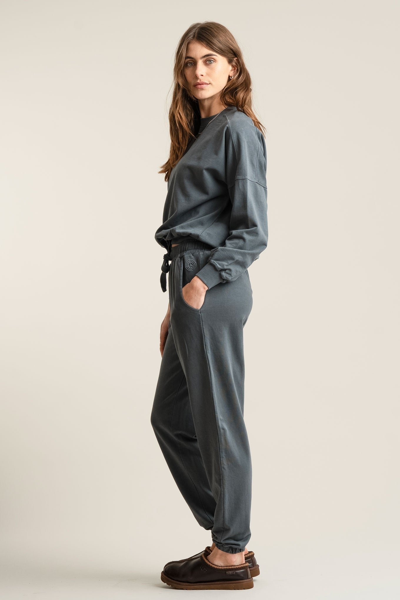 Evie Organic Cotton Sweatpants Washed Black