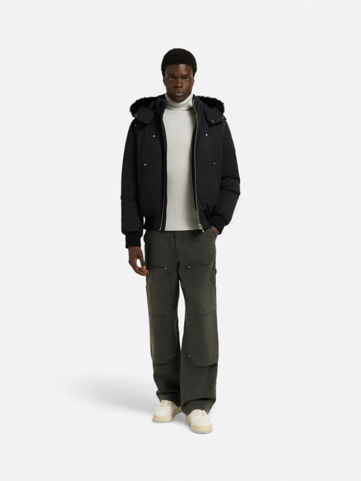 Moose Knuckles miesten toppatakit Original Ballistic Shearling Trim Bomber, musta