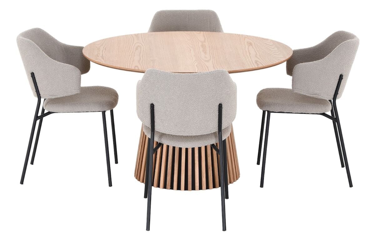 Villa-Enzo 4-hengen pyöreä ruokailuryhmä tammi/beige