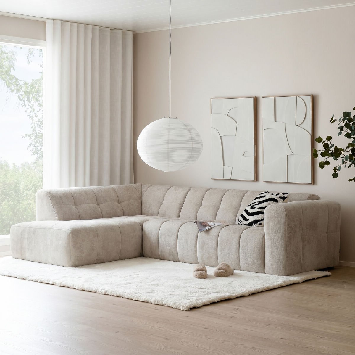 Pilvi avokulmasohva vasen beige Garnet aluminium