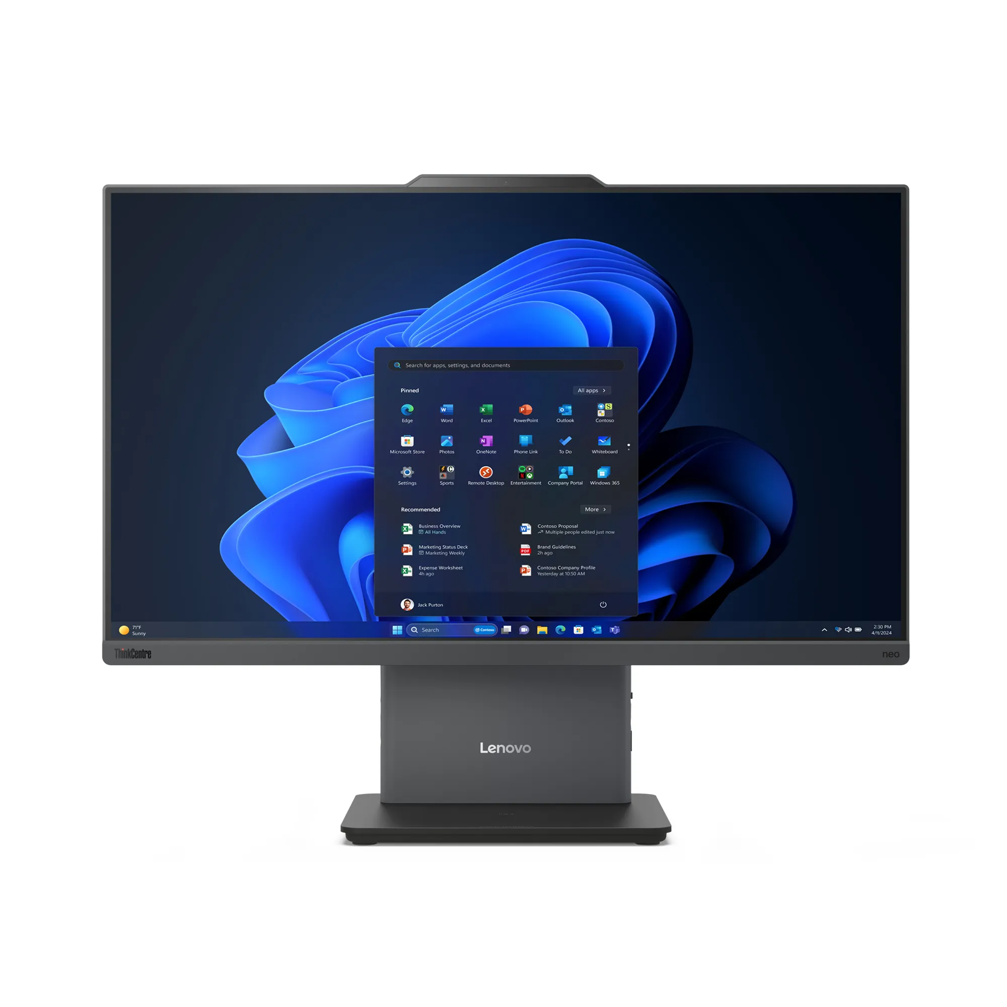 Lenovo ThinkCentre neo 50a 24 Gen 5 Intel Core 5 210H 16 Gt 256 Gt Win 11 Pro All-in-one -pöytäkone Luna Grey