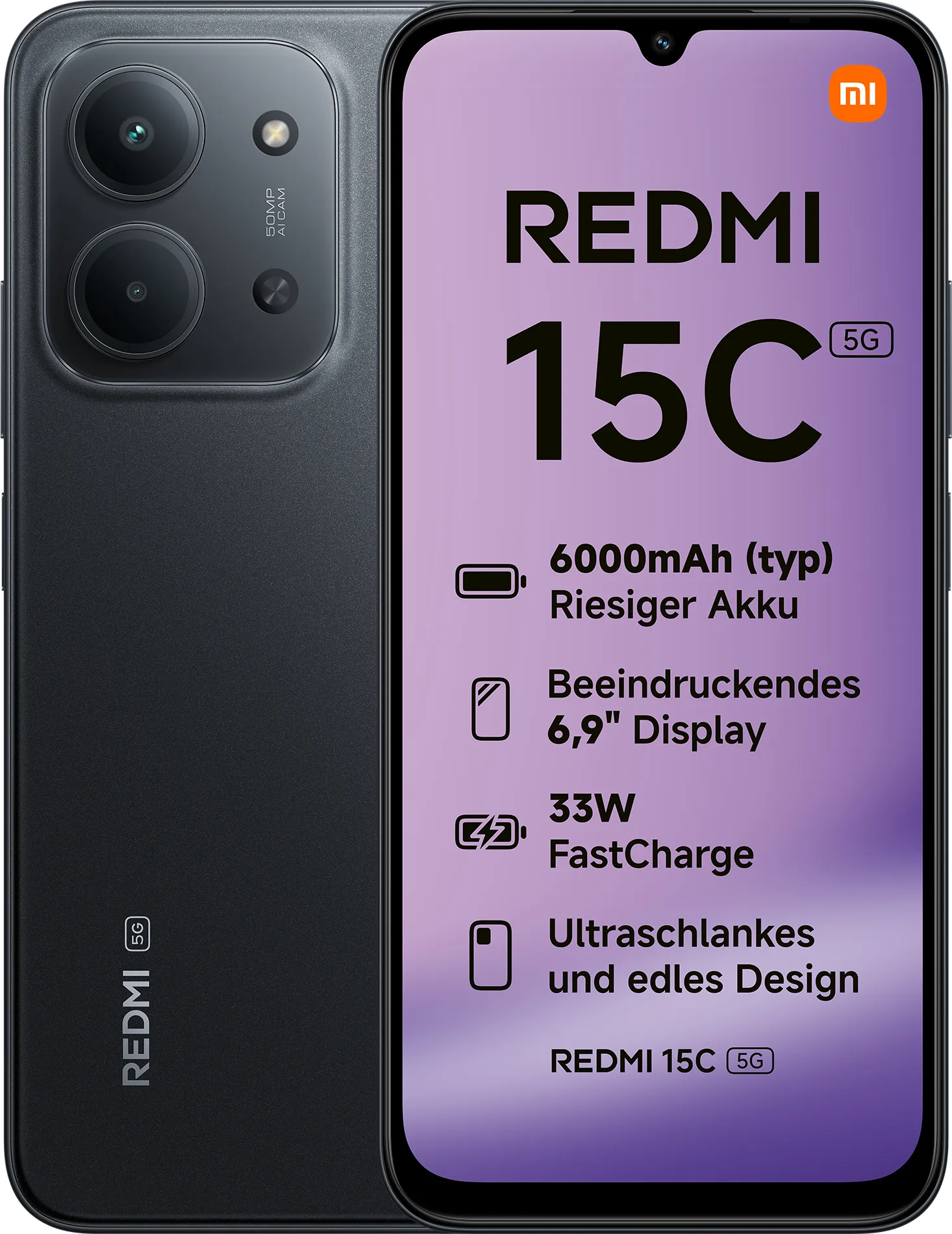 Xiaomi Redmi 15C 5G 4/128 Gt -puhelin Midnight Black