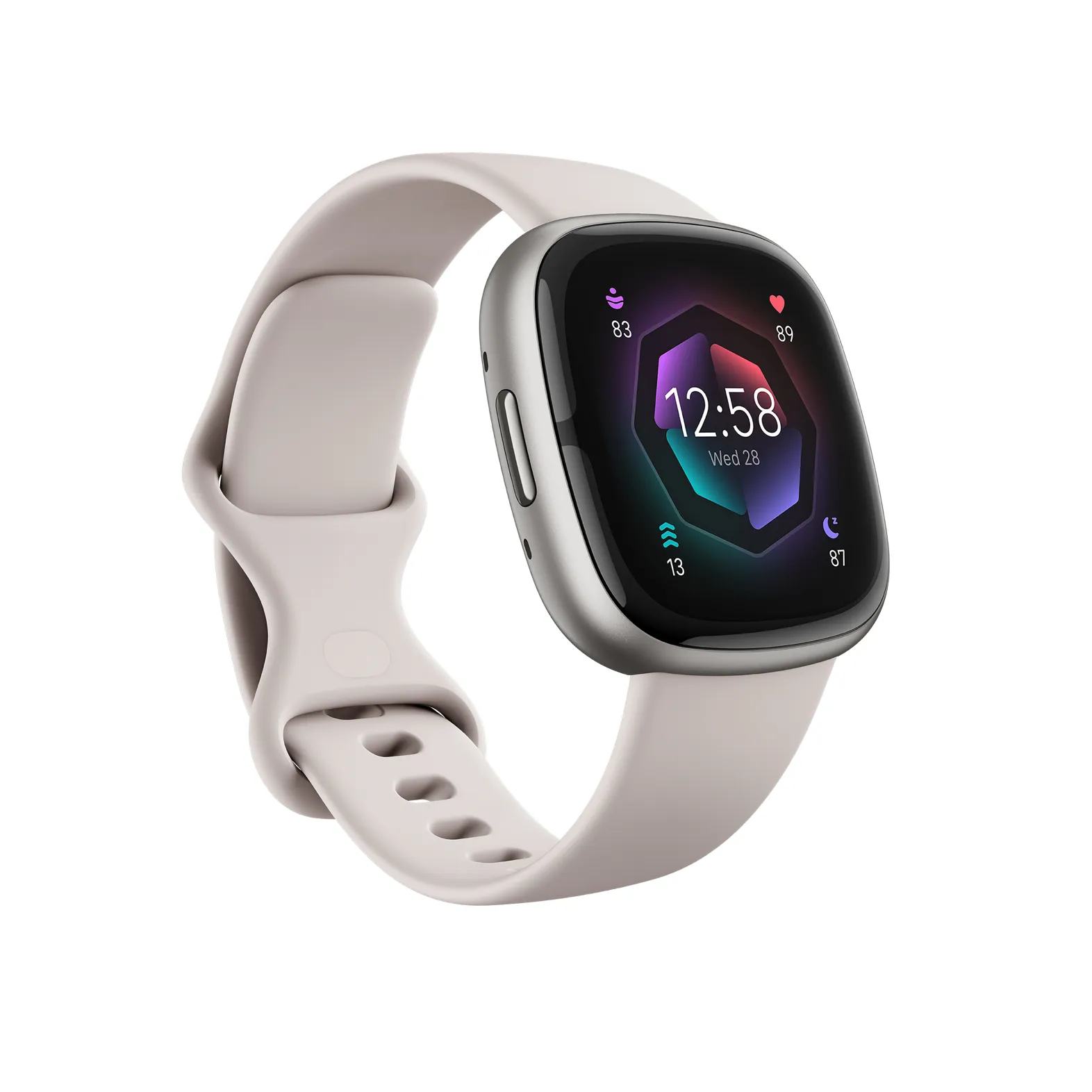 Fitbit Sense 2 40.5mm -älykello lunar white/platinum