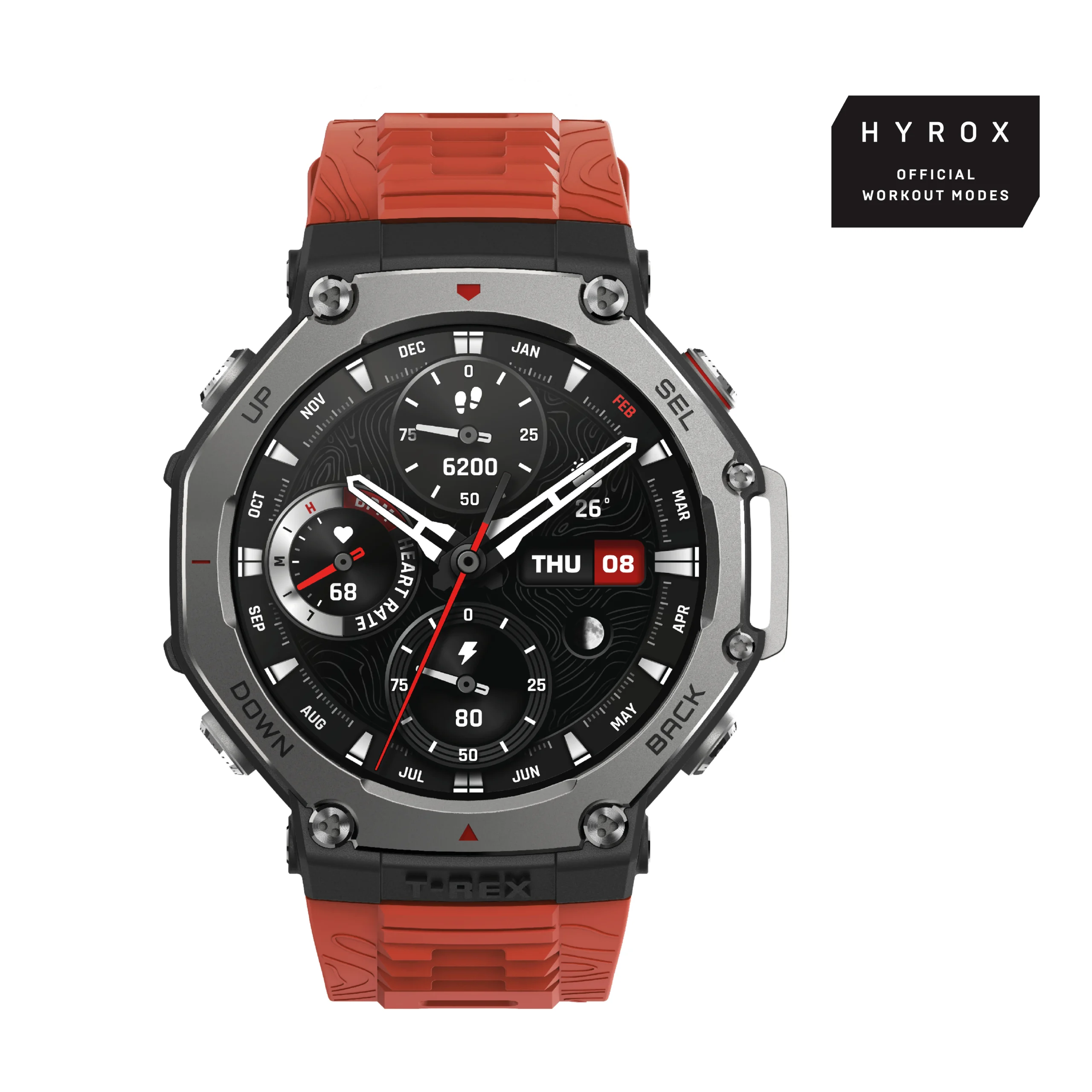 Amazfit T-Rex 3 Lava 48.5mm -urheilukello musta/punainen