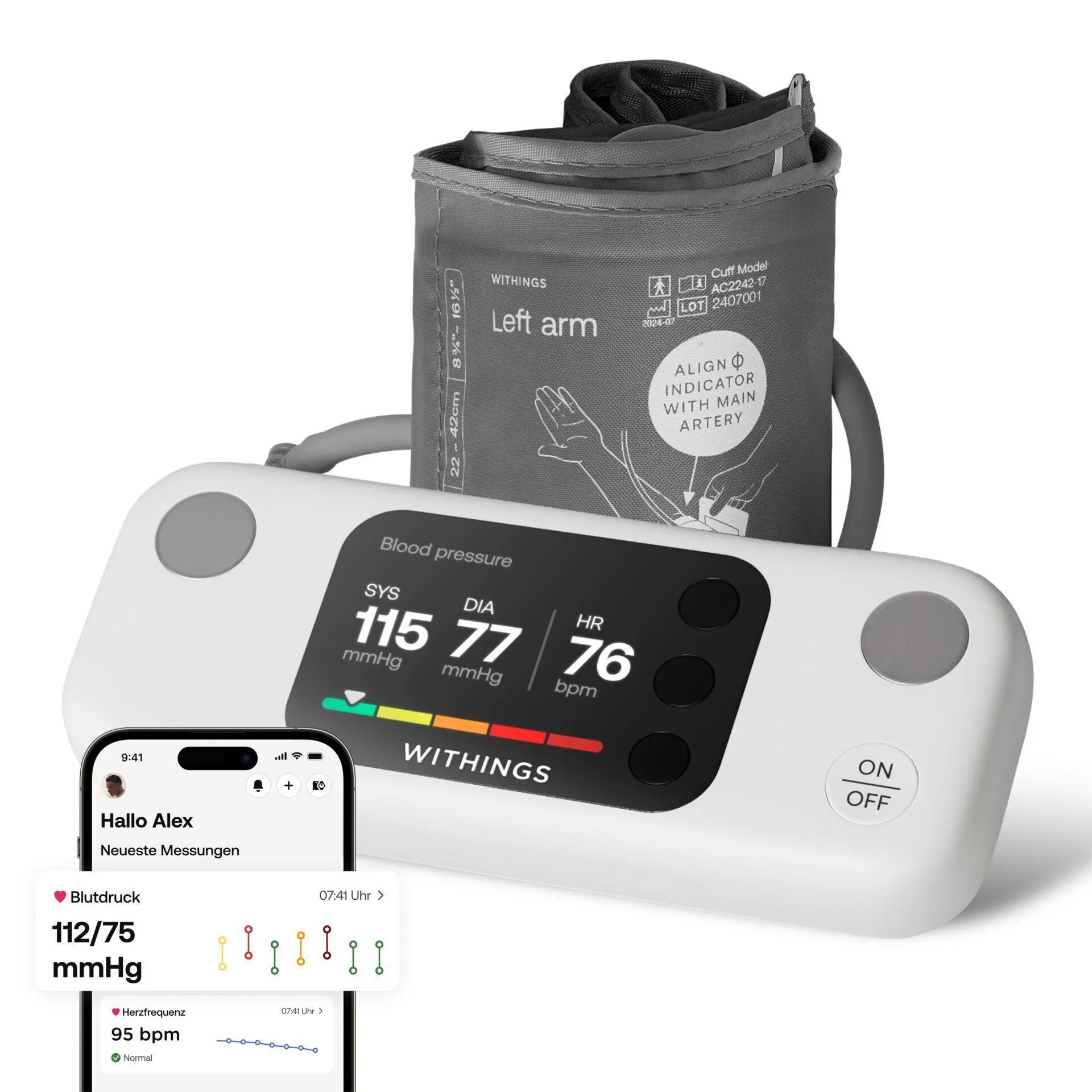 Withings BPM Vision -olkavarsiverenpainemittari EKG-toiminnolla valkoinen