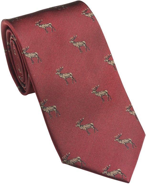 Laksen Stag Deer Silk Tie silkkisolmio, Vintage Red