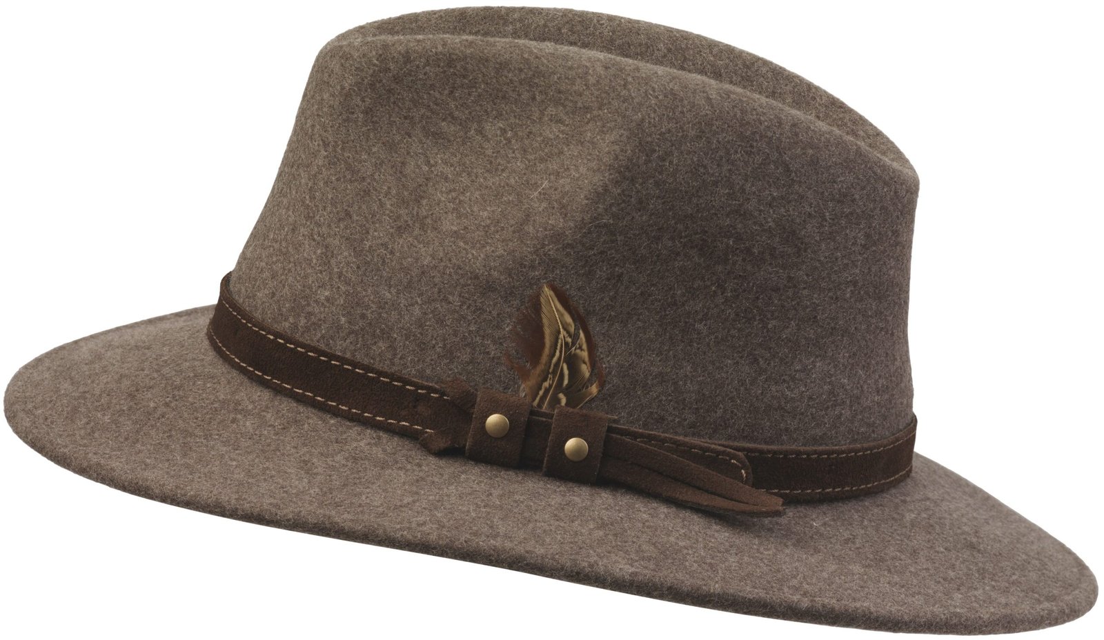 Laksen Country Fedora Fine Felt huopahattu, ruskea