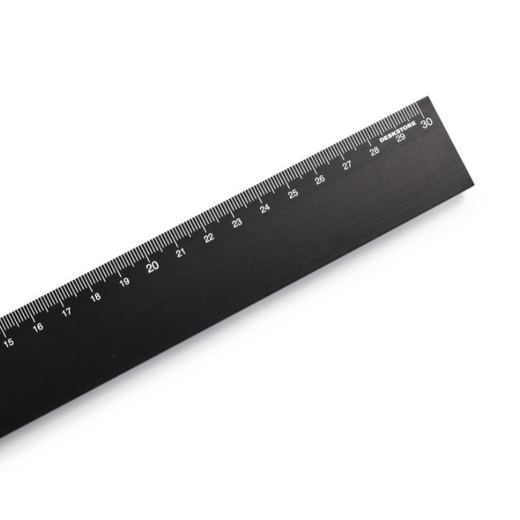 Alumiininen viivain, 30 cm, DESKSTORE SIZE BLACK, musta
