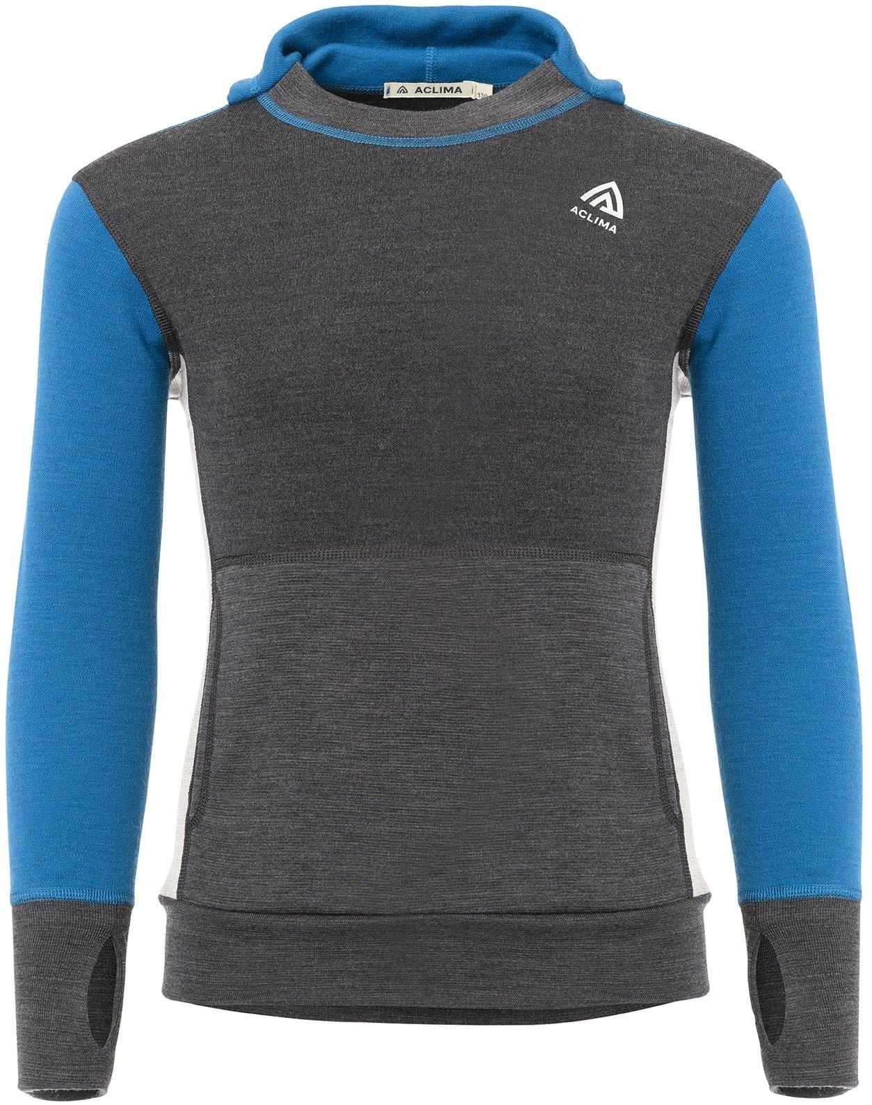 Aclima WarmWool Hoodsweater lasten kerrastopaita, Corsair/Marengo/Beige Melange