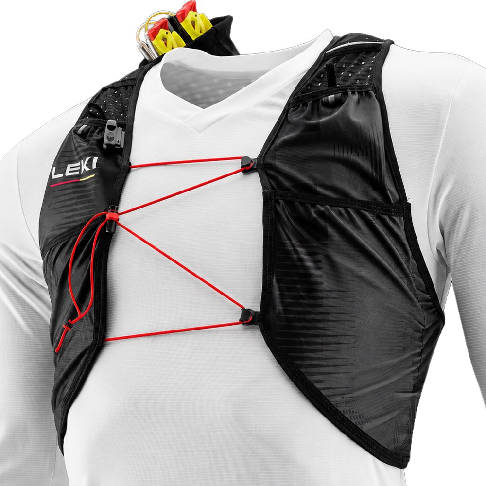 Leki Trail Running Quiver Vest Black Bright Red Shuttle Grey