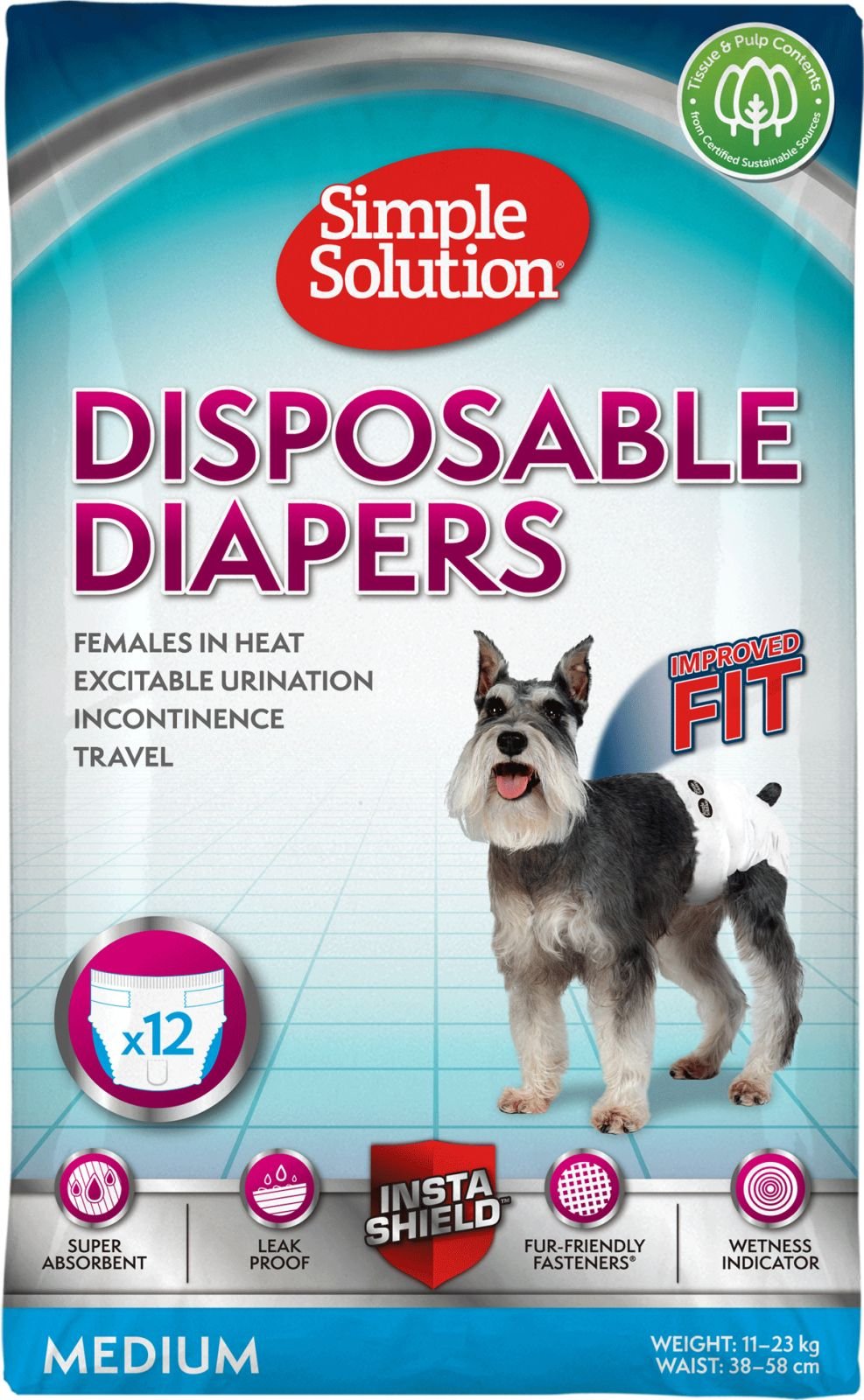 Simple Solution Disposable Diapers nartun suojat, M, 12 kpl