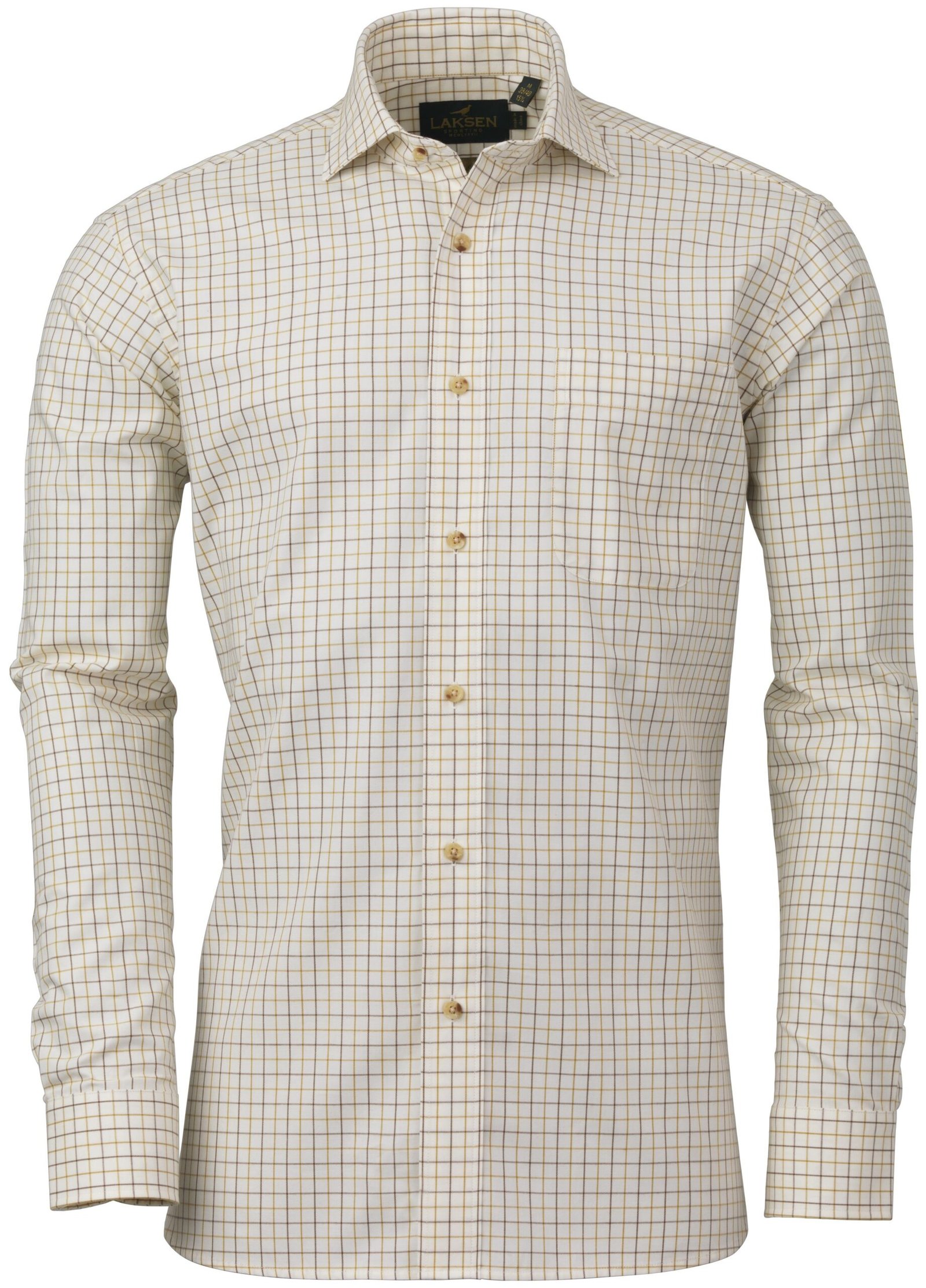 Laksen Reg Cotton Wool Shirt kauluspaita, keltainen/ruskea